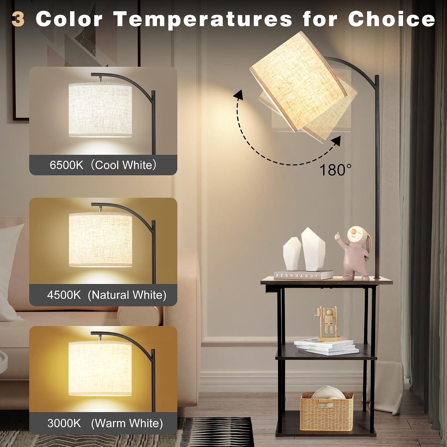 PESRAE Floor Lamp with Table, End Tables... 3 PESRAE Floor Lamp with Table, End Tables... - Image 3