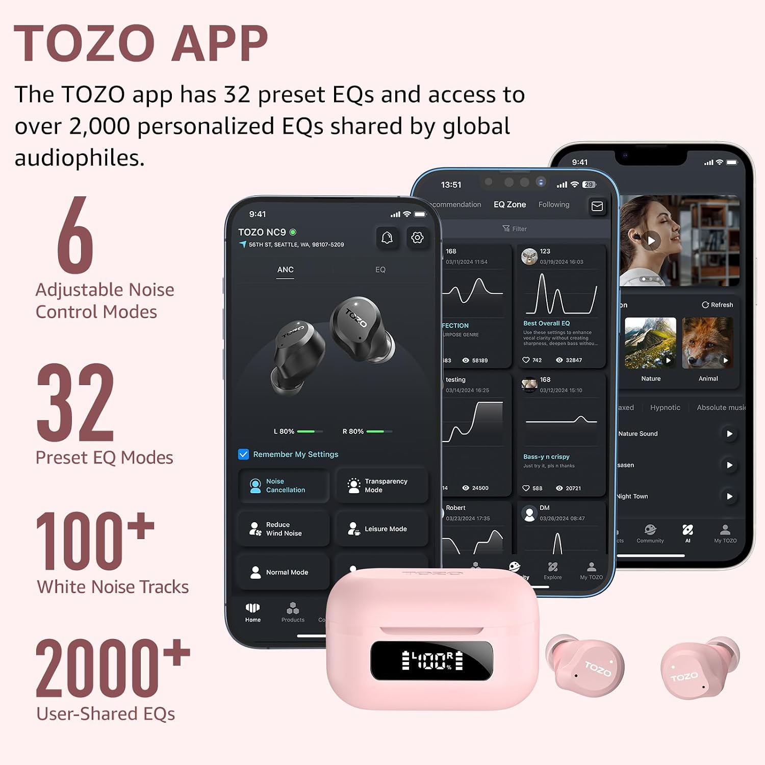 TOZO NC9 Hybrid Active Noise Cancelling ... 6 TOZO NC9 Hybrid Active Noise Cancelling ... - Image 6