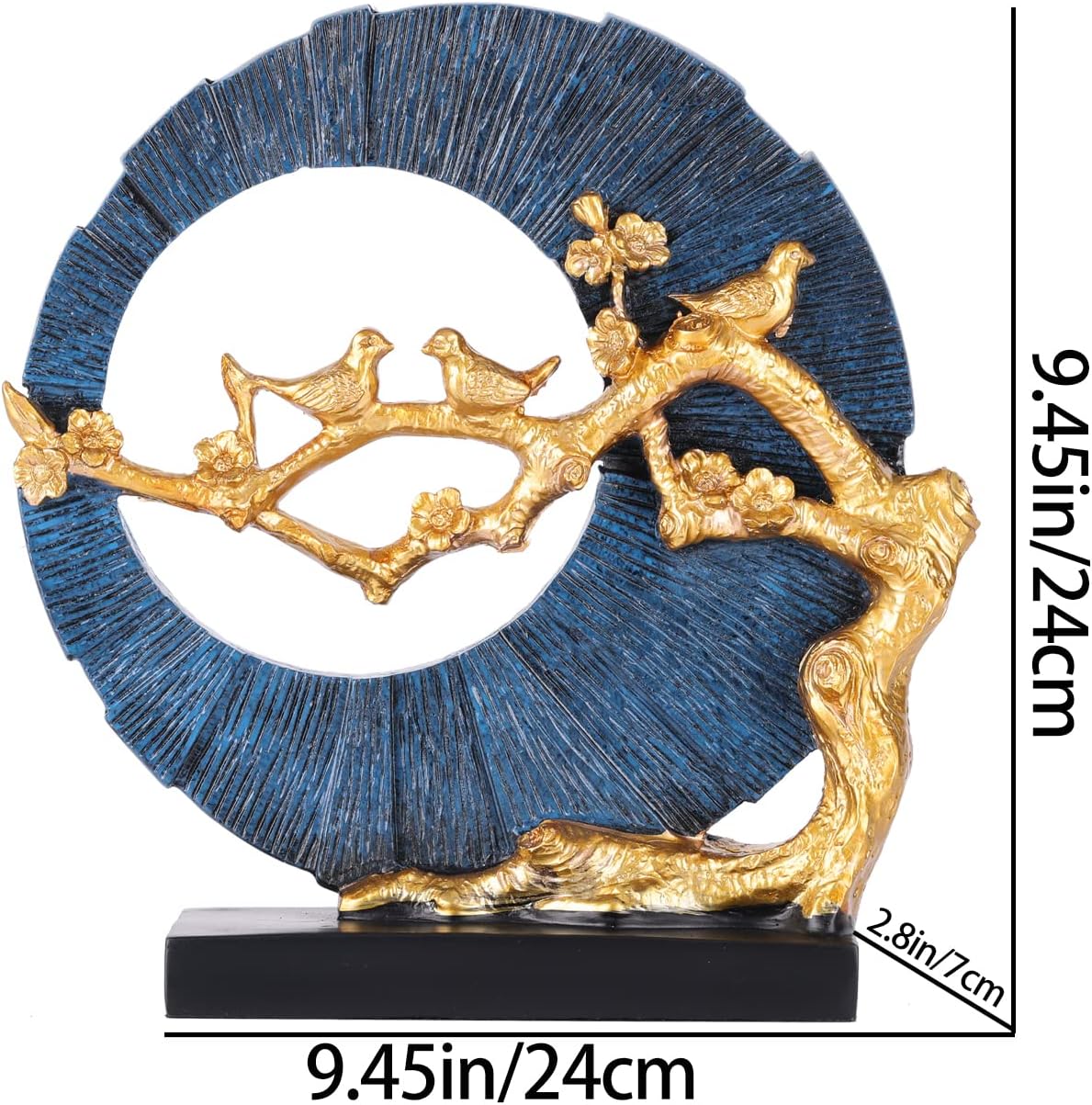 Gold Bird Statue Decor, Gold and Blue Ho... 2 Gold Bird Statue Decor, Gold and Blue Ho... - Image 2