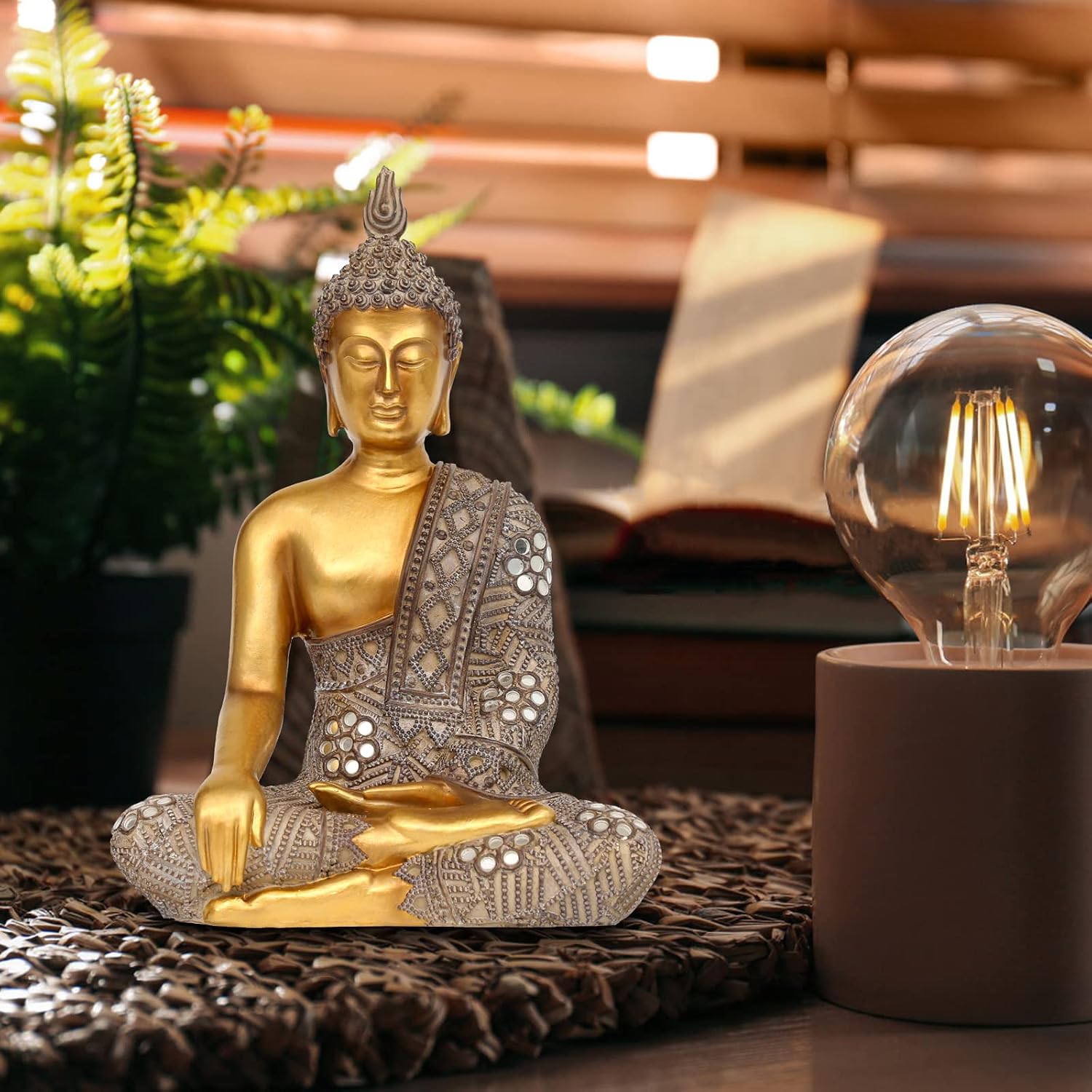 Buddha Statue for Home Decor Gold 10.4”-... 5 Buddha Statue for Home Decor Gold 10.4”-... - Image 5
