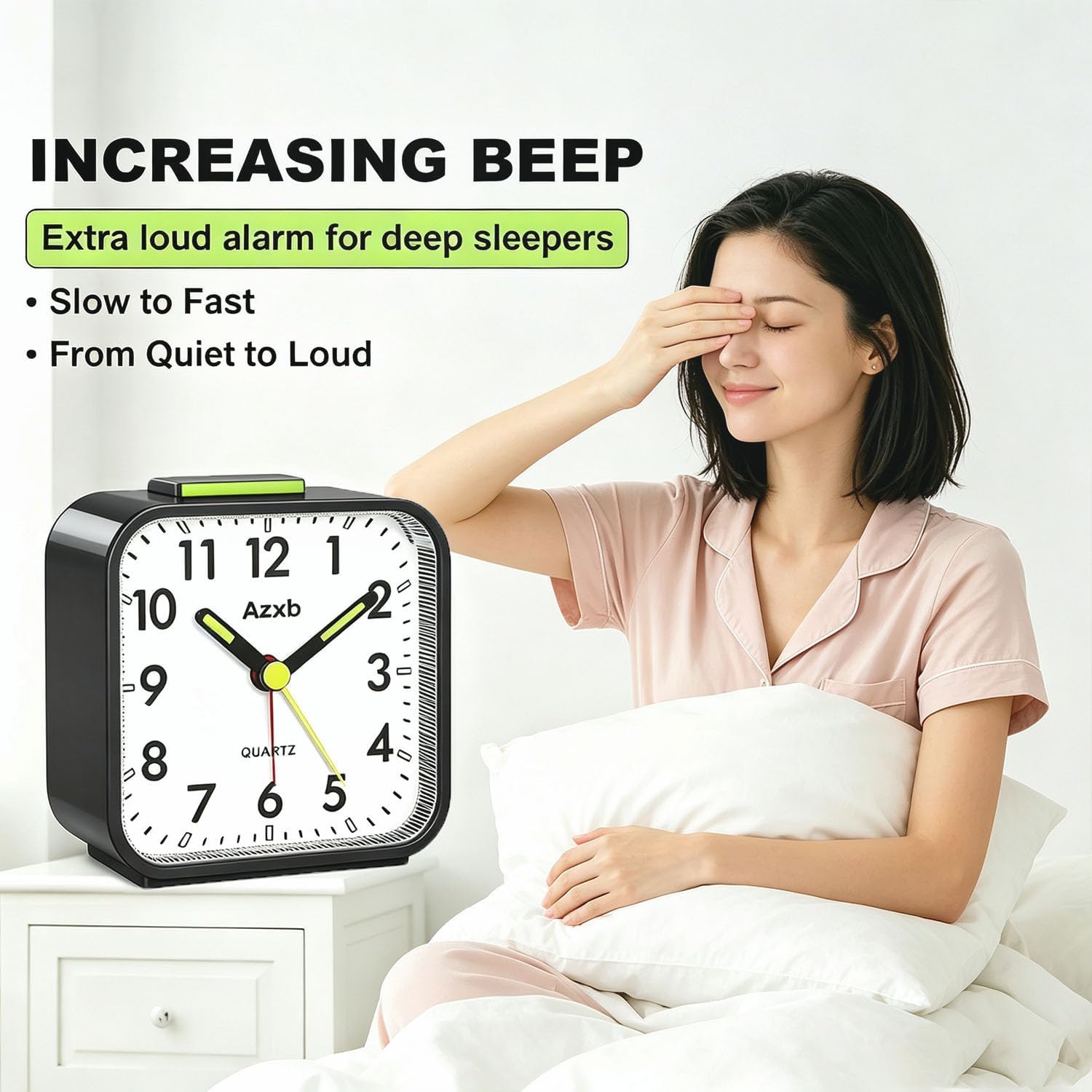 Analog Alarm Clock, Silent No Ticking Ba... 2 Analog Alarm Clock, Silent No Ticking Ba... - Image 2