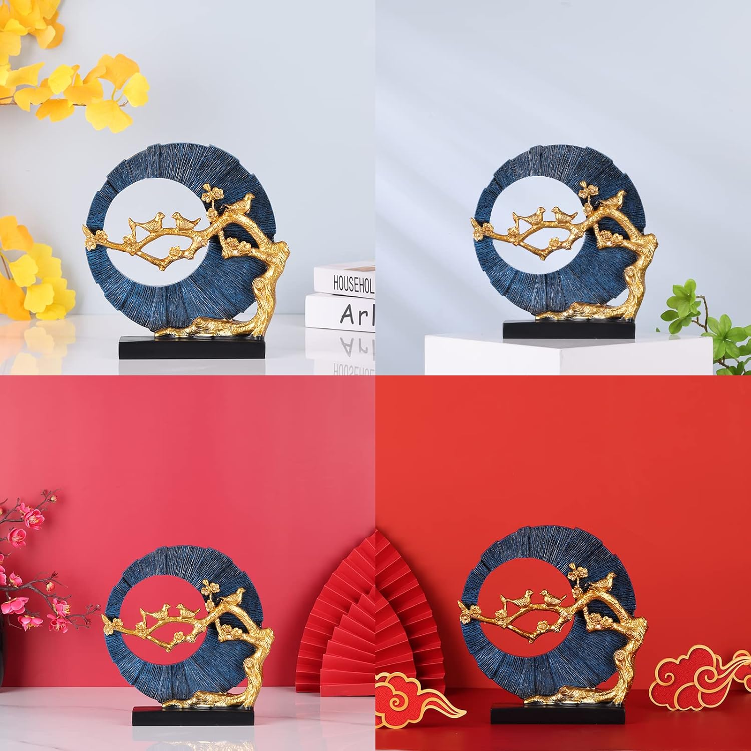 Gold Bird Statue Decor, Gold and Blue Ho... 5 Gold Bird Statue Decor, Gold and Blue Ho... - Image 5