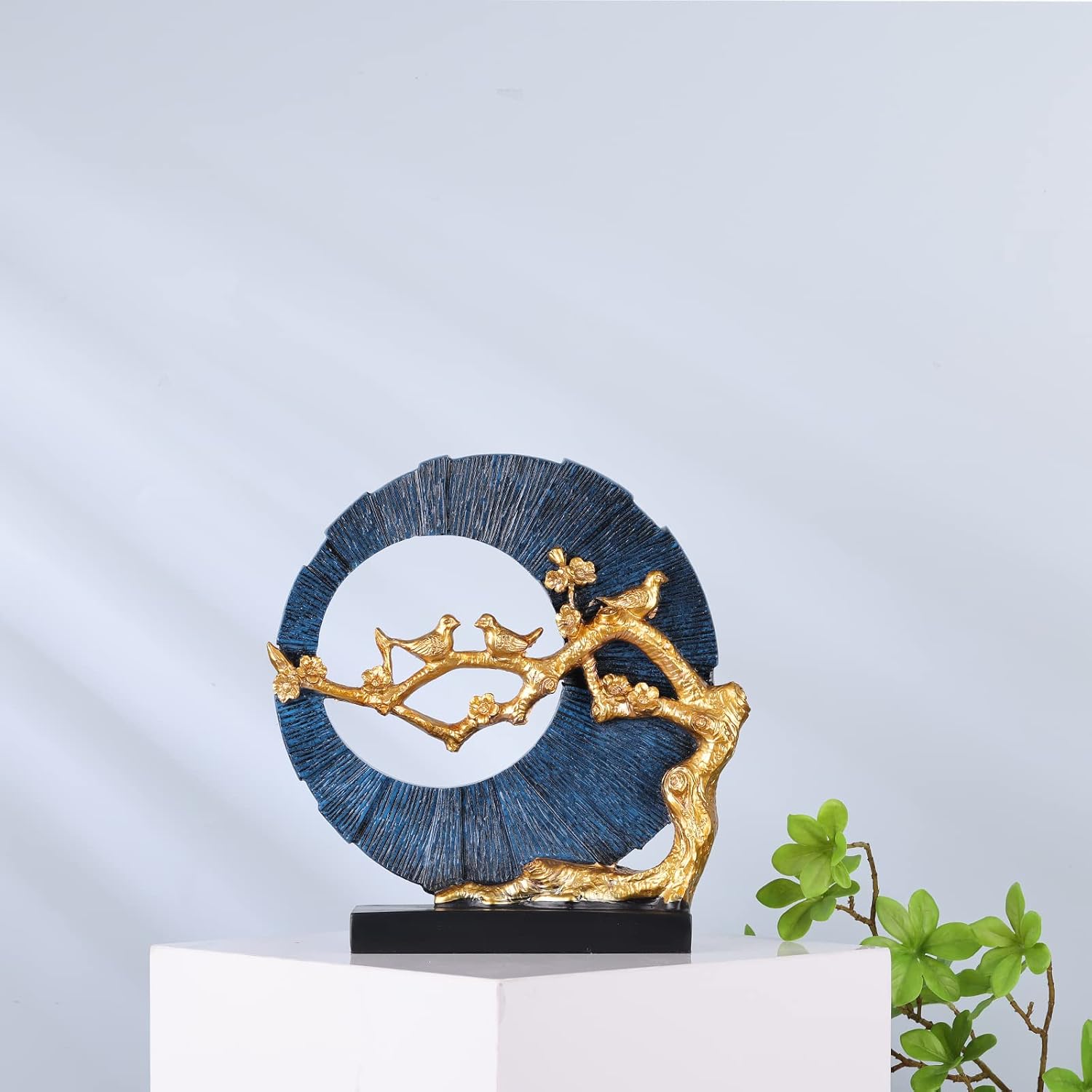 Gold Bird Statue Decor, Gold and Blue Ho... 4 Gold Bird Statue Decor, Gold and Blue Ho... - Image 4