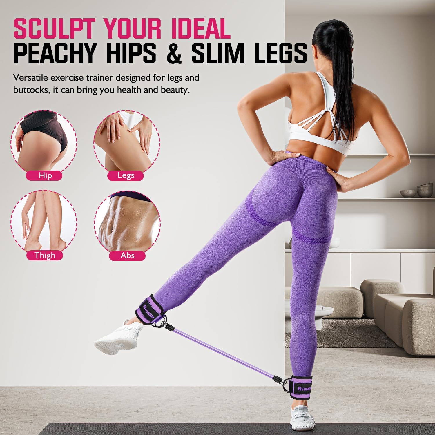 Ayombo Ankle Resistance Bands with Cuffs... 2 Ayombo Ankle Resistance Bands with Cuffs... - Image 2