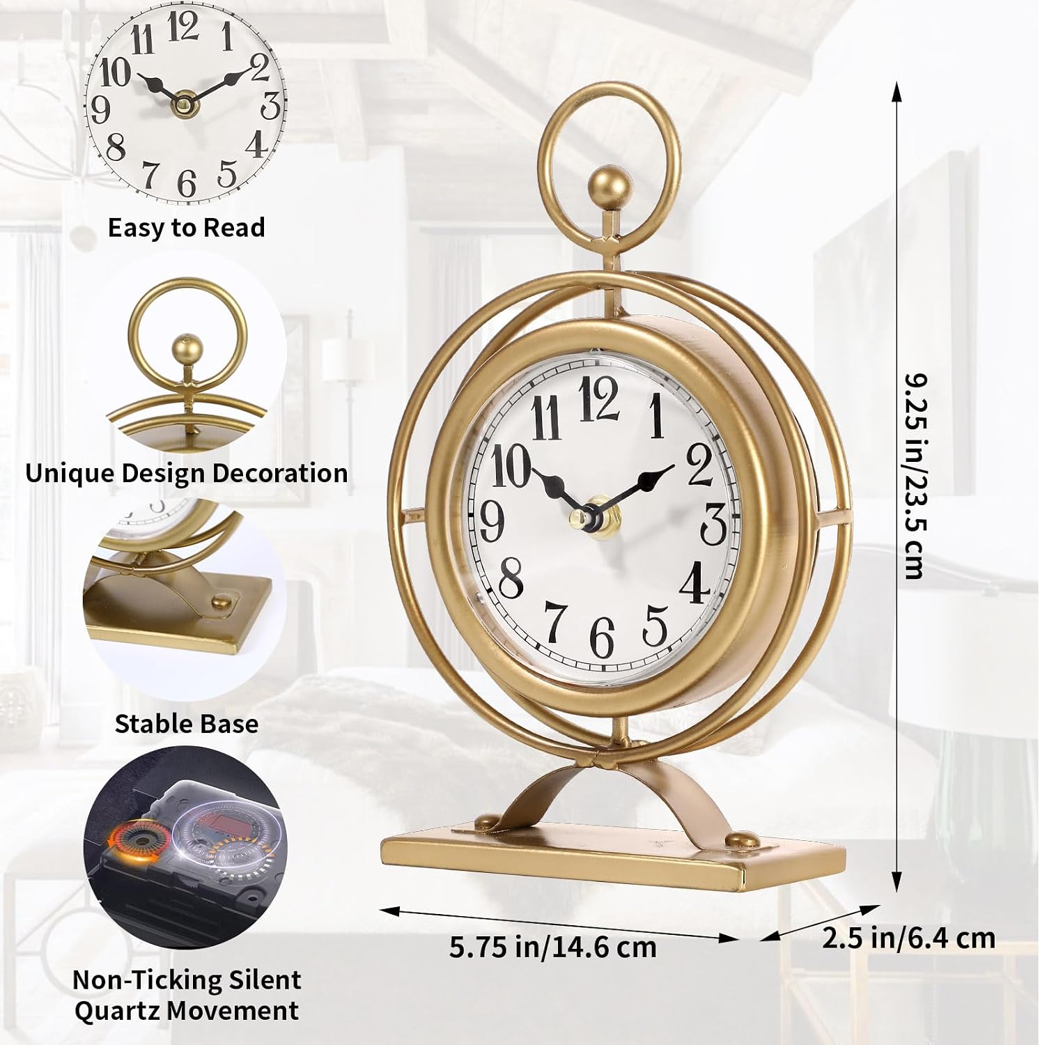 Vintage Table Clock on Stand, Decorative... 2 Vintage Table Clock on Stand, Decorative... - Image 2