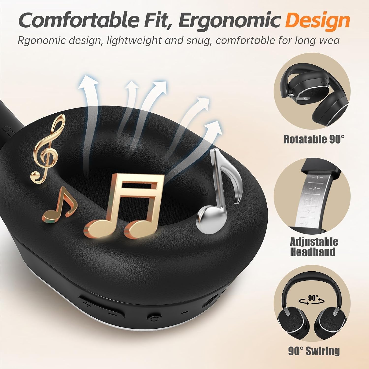 Over Ear Wireless Headphones with 120H P... 4 Over Ear Wireless Headphones with 120H P... - Image 4