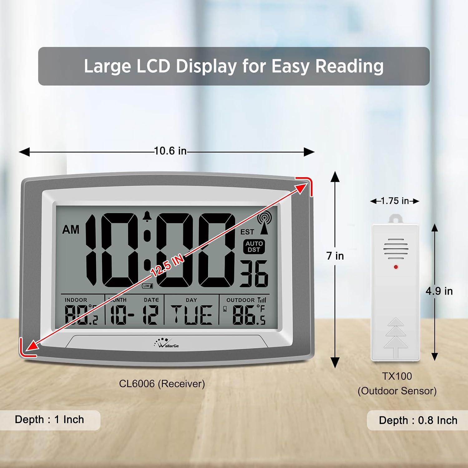 Atomic Clock 12.5 Inch Self-Setting Digi... 3 Atomic Clock 12.5 Inch Self-Setting Digi... - Image 3