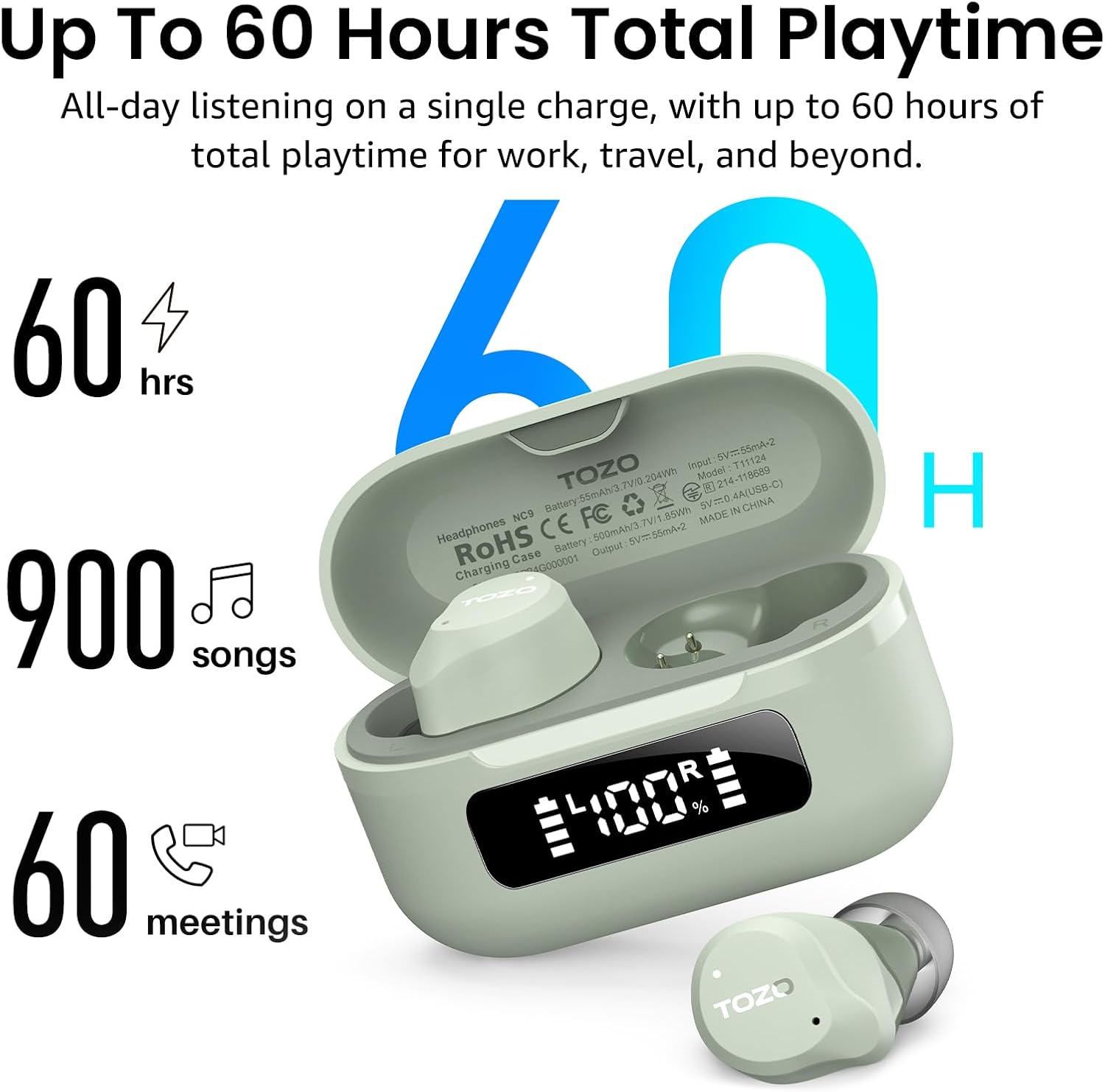 TOZO NC9 Hybrid Active Noise Cancelling ... 4 TOZO NC9 Hybrid Active Noise Cancelling ... - Image 4