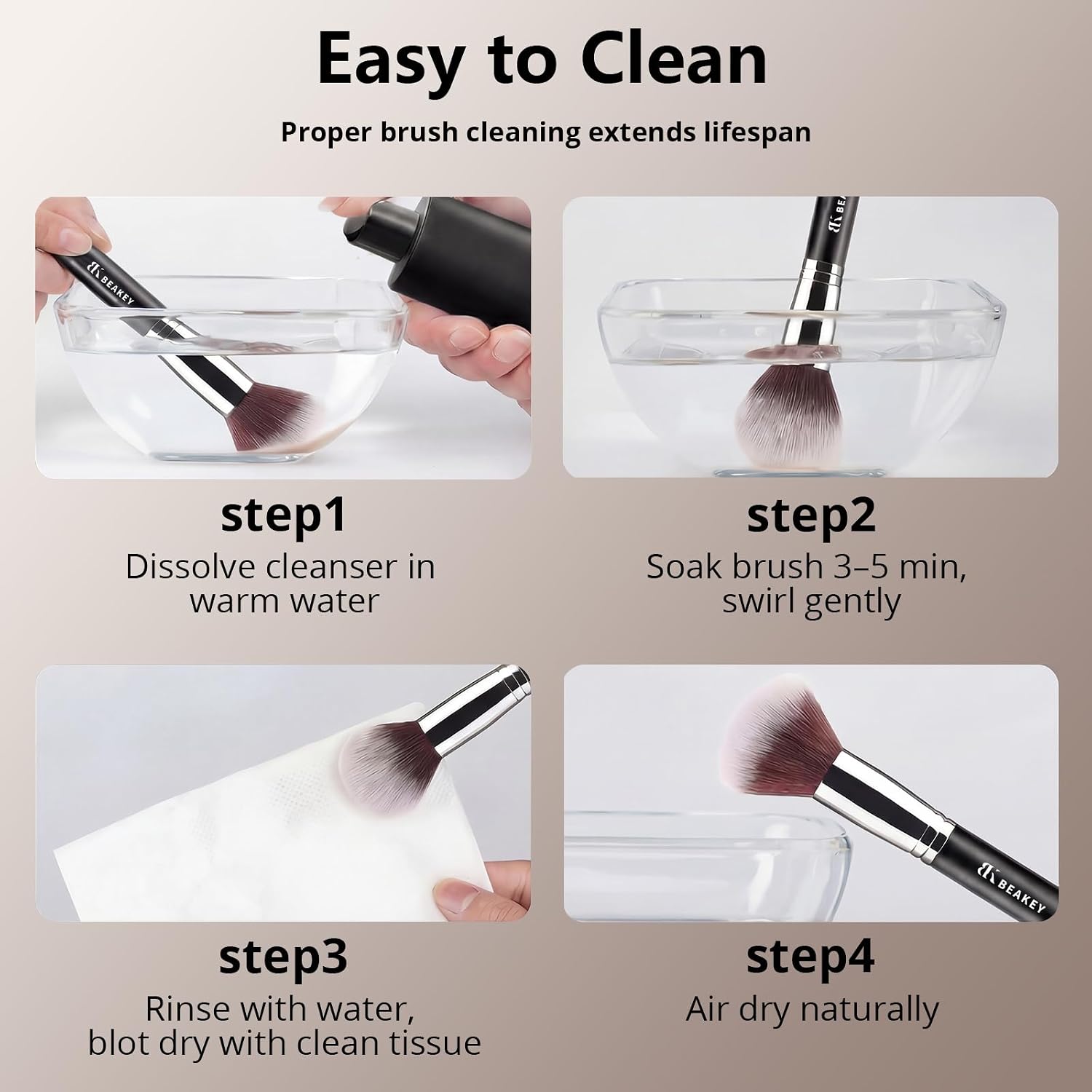 BEAKEY Makeup Brushes set with 2 Blendin... 8 BEAKEY Makeup Brushes set with 2 Blendin... - Image 8