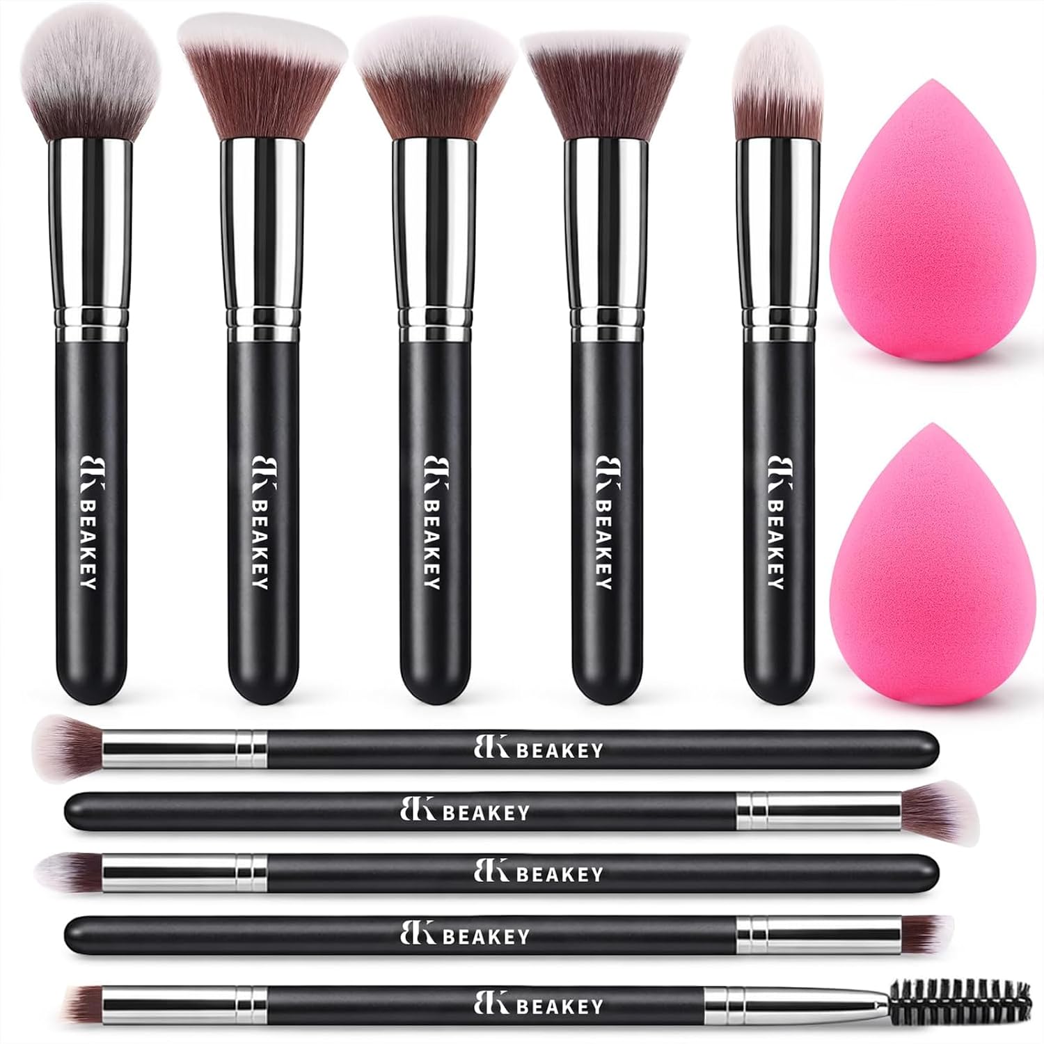 BEAKEY Makeup Brushes set with 2 Blendin... 2 BEAKEY Makeup Brushes set with 2 Blendin... - Image 2