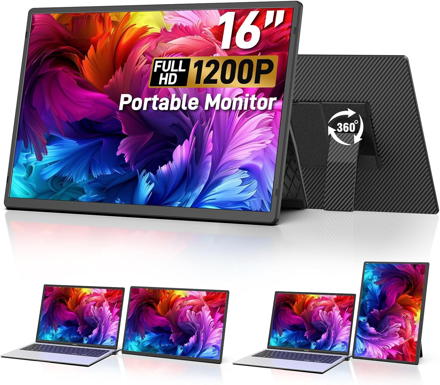 16" Portable Monitor for Laptop, 1200P I... 2 16" Portable Monitor for Laptop, 1200P I... - Image 2
