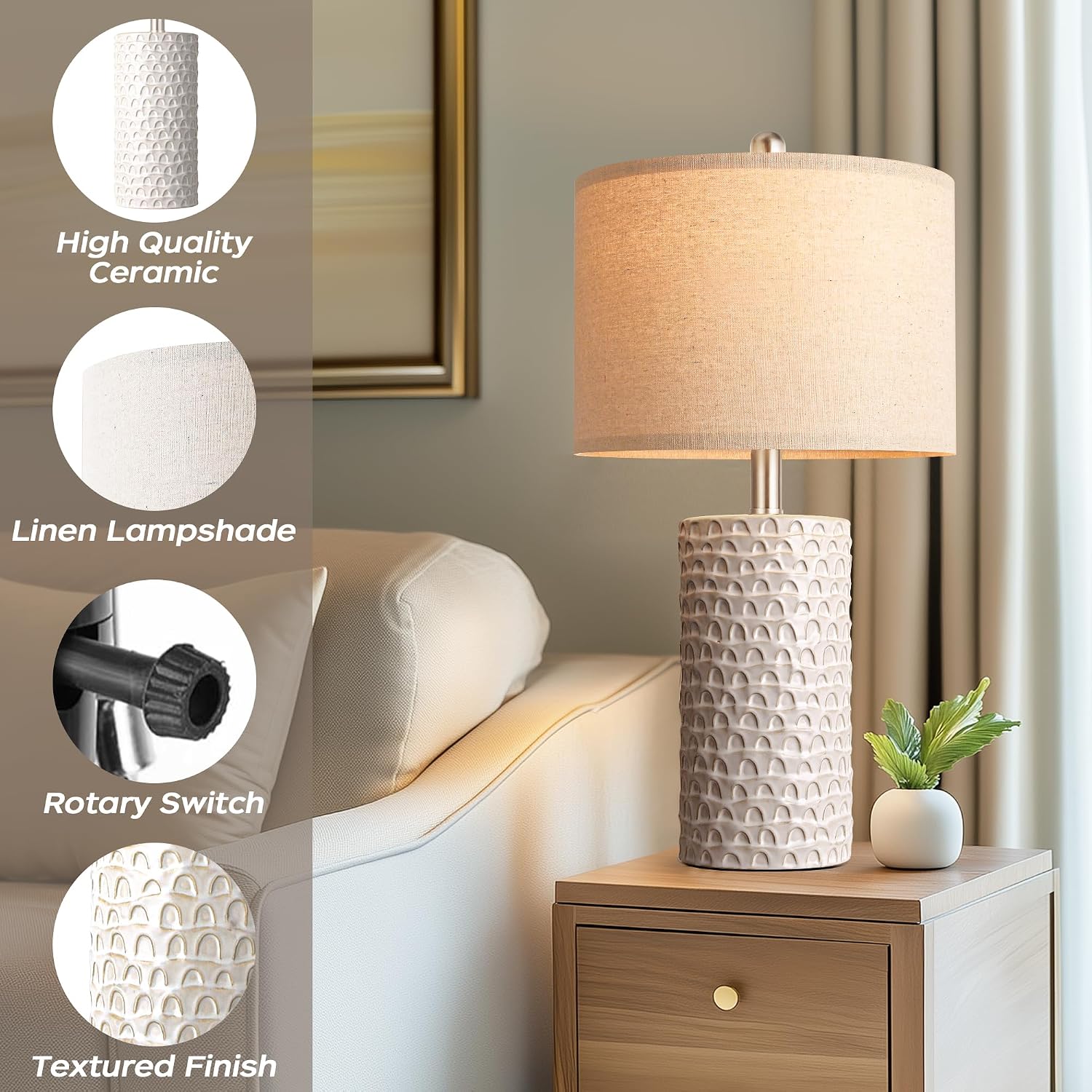 23" Modern Ceramic Table Lamp Set of 2, ... 4 23" Modern Ceramic Table Lamp Set of 2, ... - Image 4