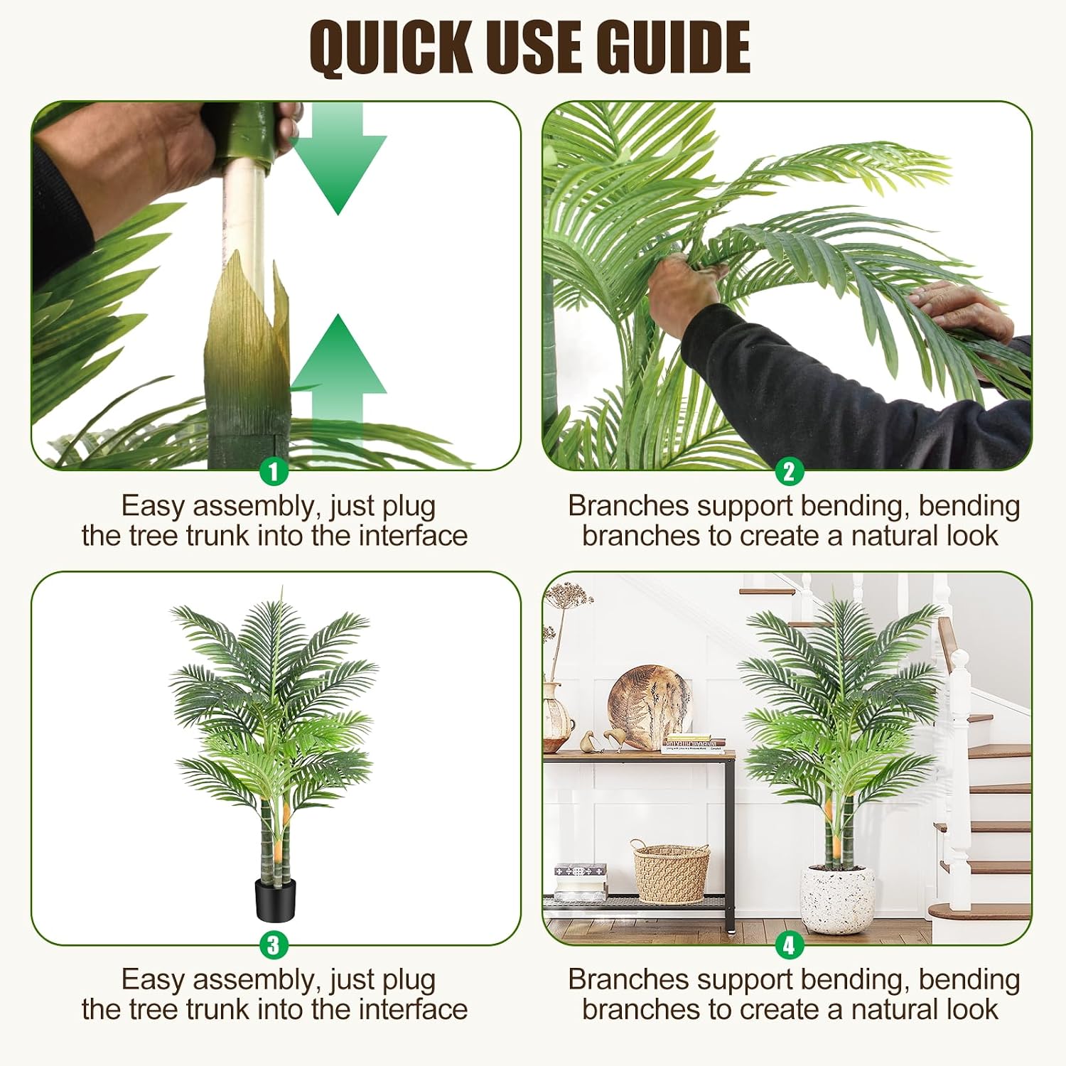4ft Tall Triple Golden Cane Palm Artific... 9 4ft Tall Triple Golden Cane Palm Artific... - Image 9