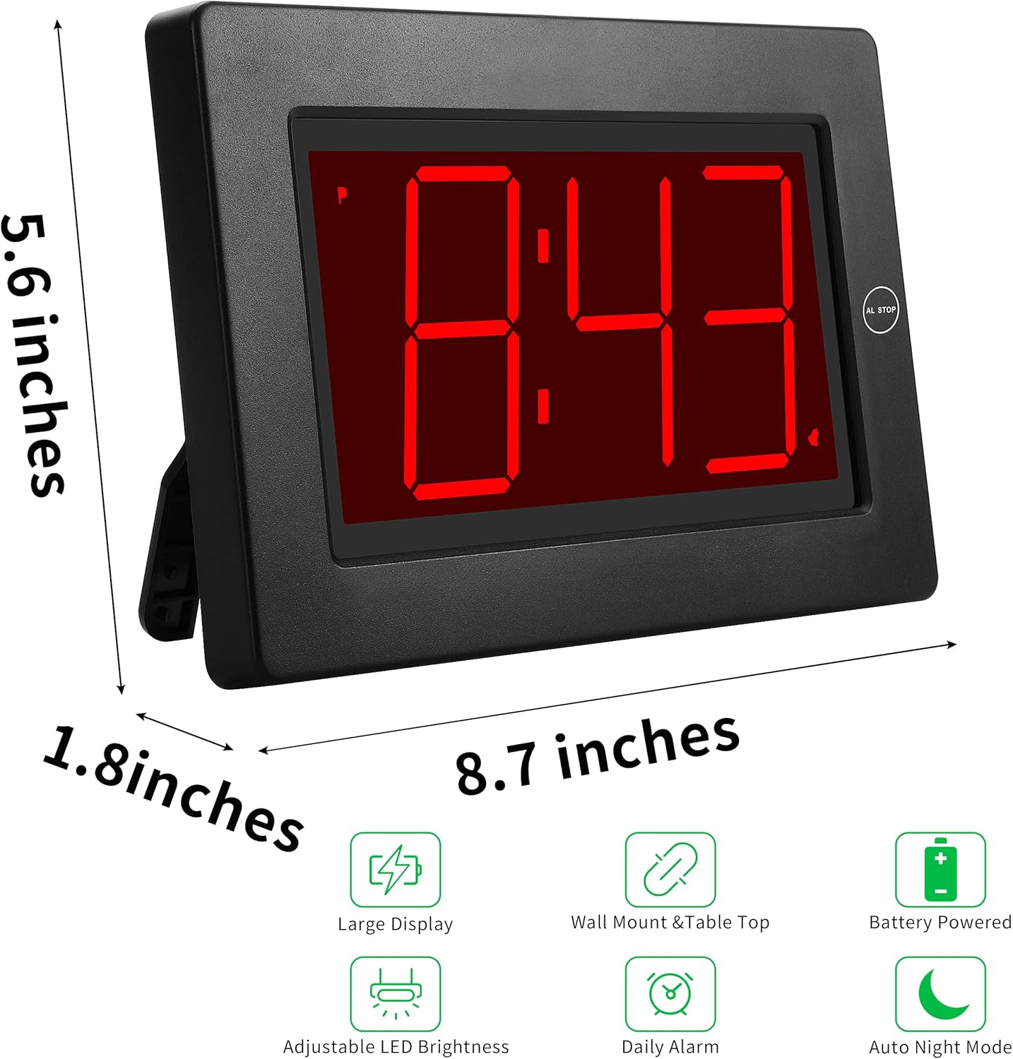 Large Digital Alarm Clock, 3" LED Displa... 4 Large Digital Alarm Clock, 3" LED Displa... - Image 4
