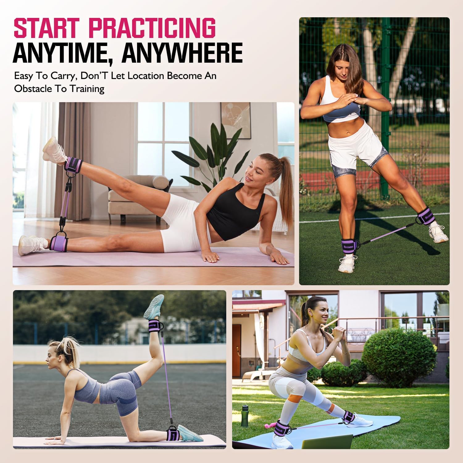 Ayombo Ankle Resistance Bands with Cuffs... 6 Ayombo Ankle Resistance Bands with Cuffs... - Image 6