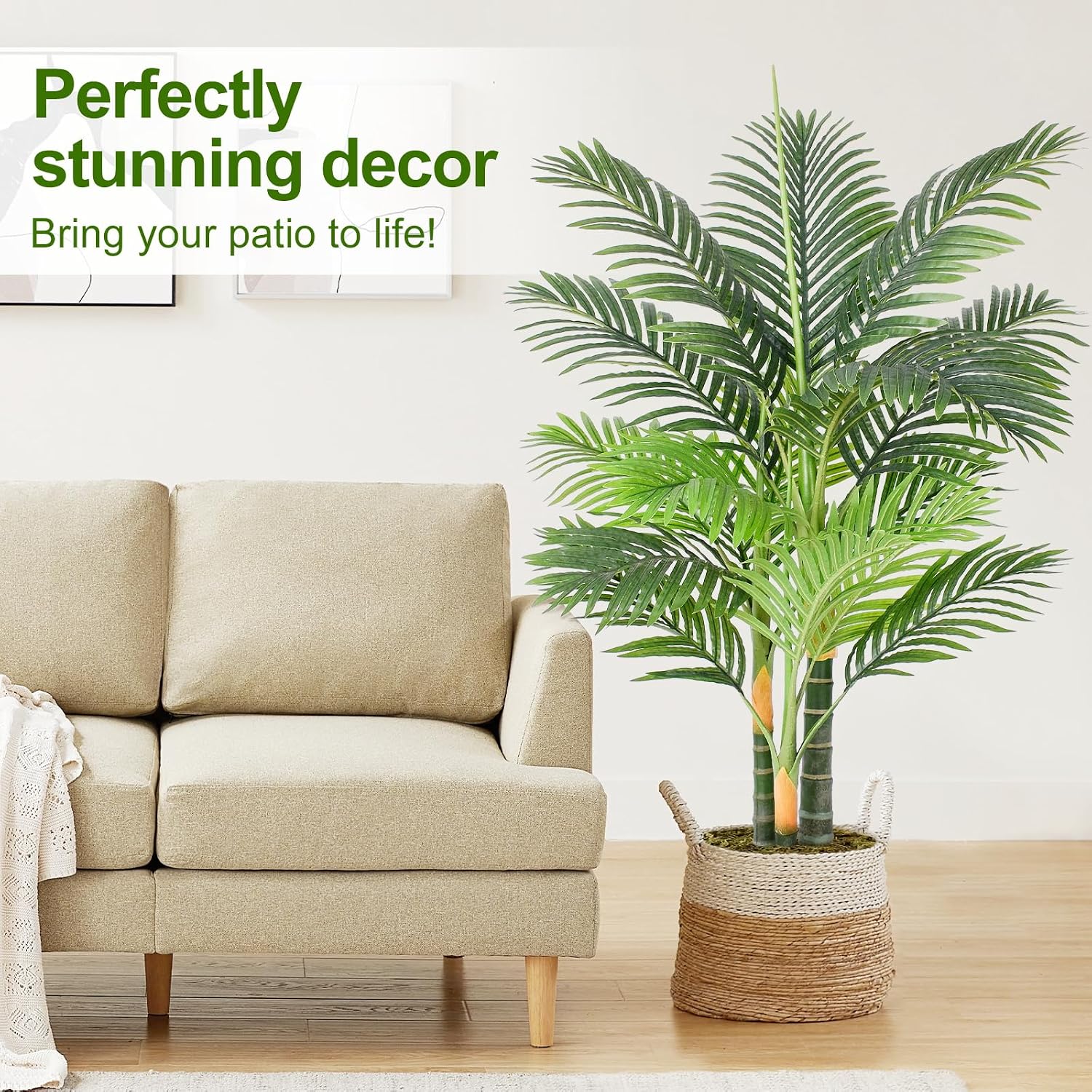 4ft Tall Triple Golden Cane Palm Artific... 3 4ft Tall Triple Golden Cane Palm Artific... - Image 3