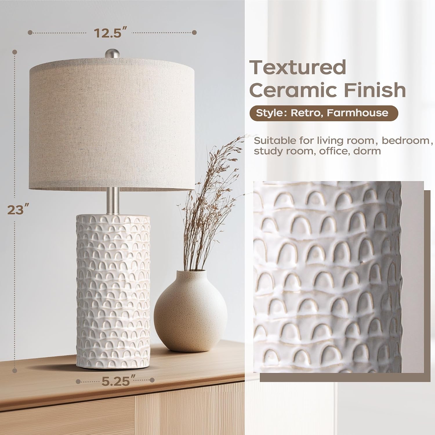 23" Modern Ceramic Table Lamp Set of 2, ... 3 23" Modern Ceramic Table Lamp Set of 2, ... - Image 3
