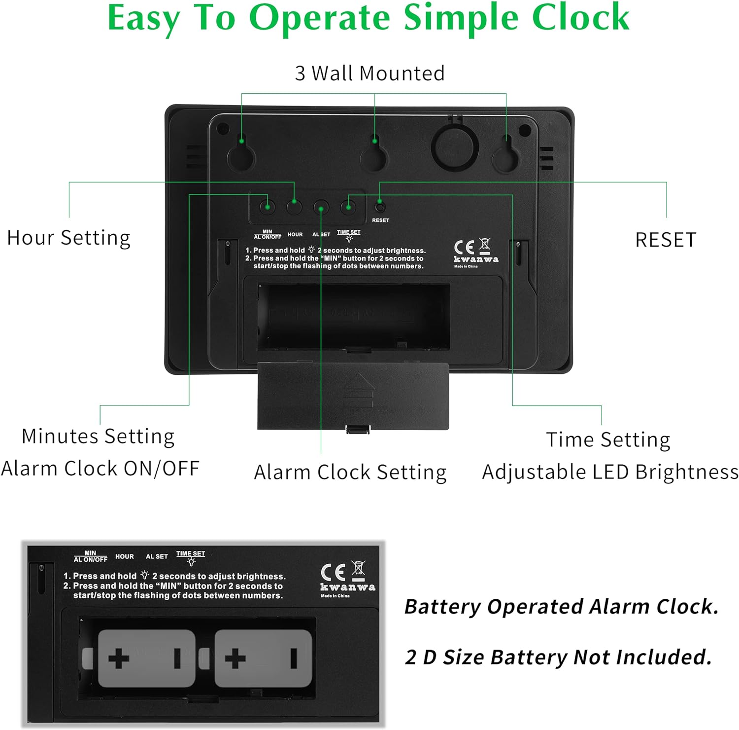 Large Digital Alarm Clock, 3" LED Displa... 3 Large Digital Alarm Clock, 3" LED Displa... - Image 3