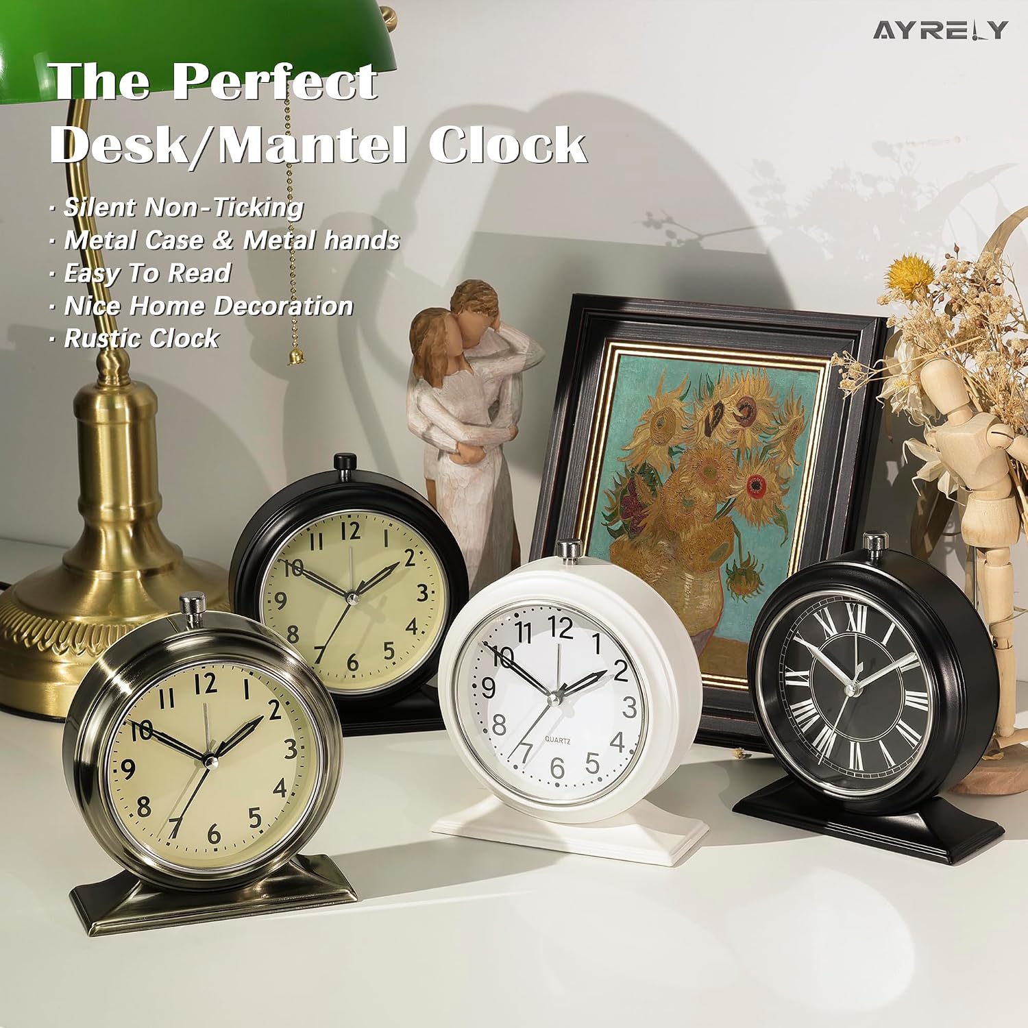 AYRELY® 5.5" Vintage Metal Alarm Clock, ... 2 AYRELY® 5.5" Vintage Metal Alarm Clock, ... - Image 2