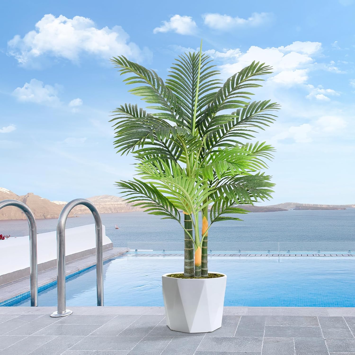 4ft Tall Triple Golden Cane Palm Artific... 2 4ft Tall Triple Golden Cane Palm Artific... - Image 2