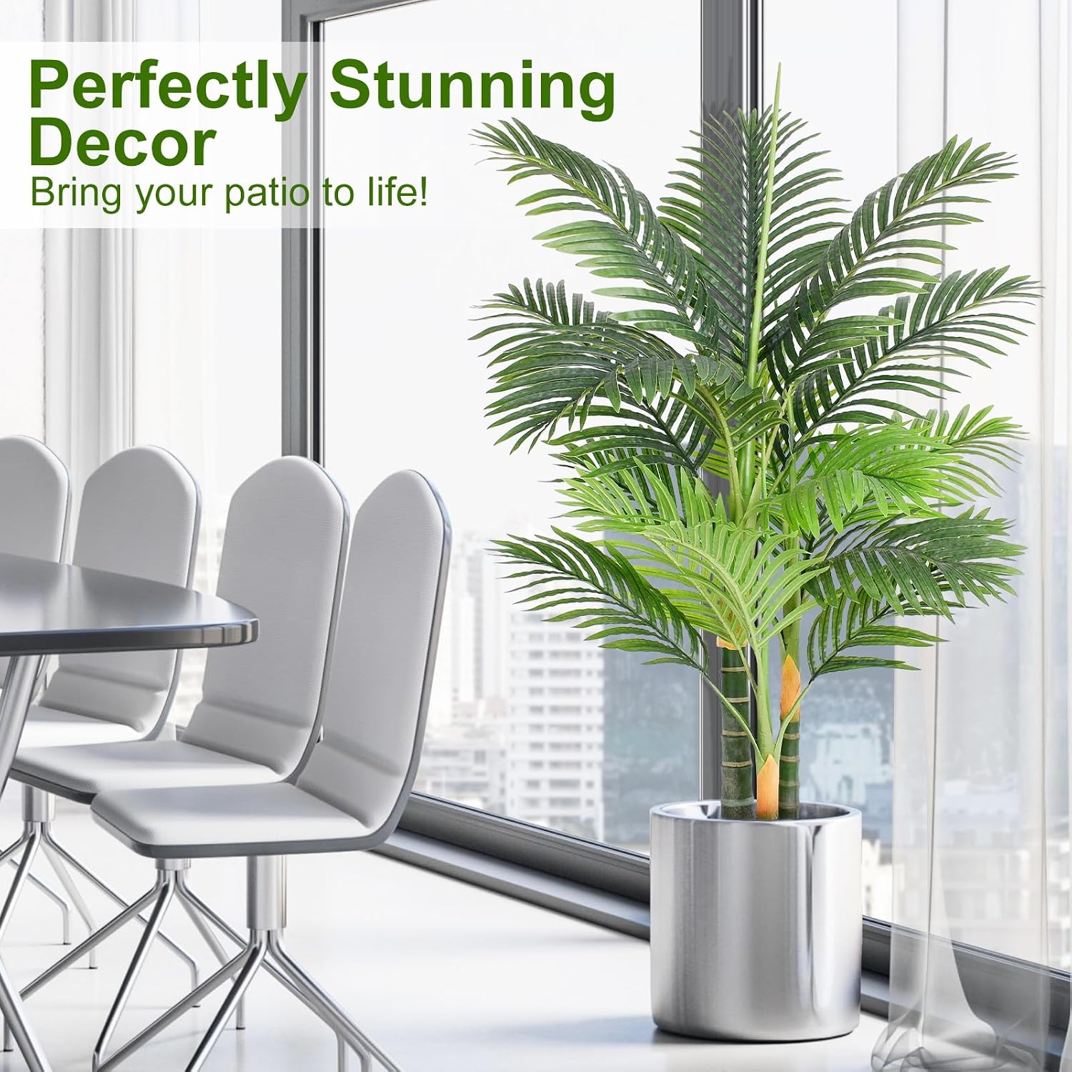 4ft Tall Triple Golden Cane Palm Artific... 5 4ft Tall Triple Golden Cane Palm Artific... - Image 5