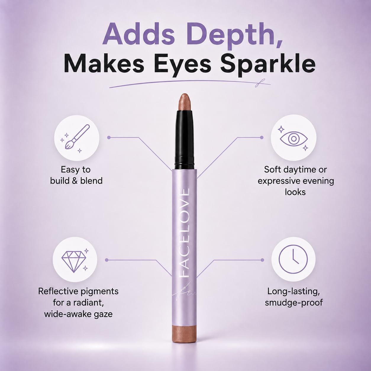FACELOVE Eyeshadow Stick, Smudge Proof C... 3 FACELOVE Eyeshadow Stick, Smudge Proof C... - Image 3