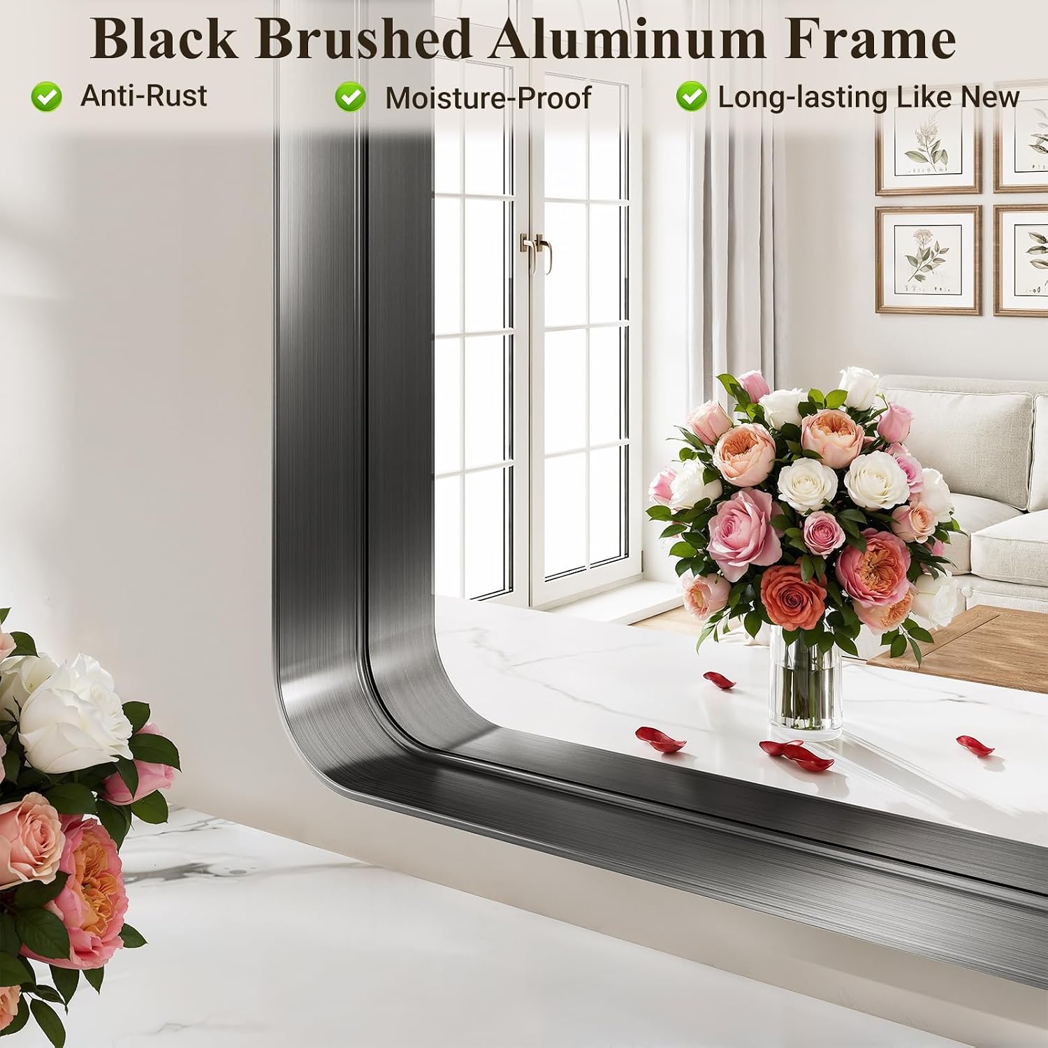 40"x30" Black Arched Mirror, Arched Wall... 3 40"x30" Black Arched Mirror, Arched Wall... - Image 3