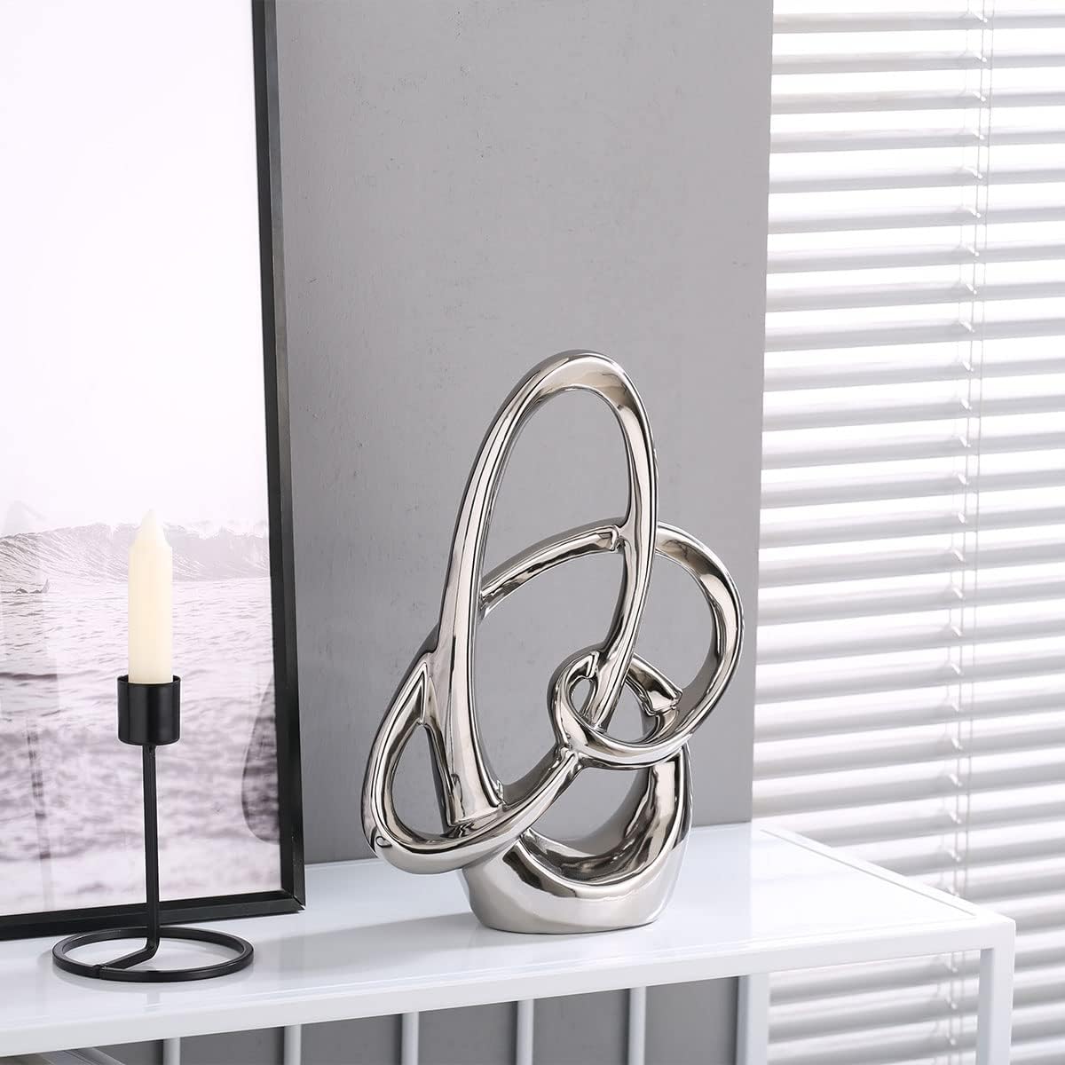 Modern Silver Decor Ceramic Statue - Abs... 4 Modern Silver Decor Ceramic Statue - Abs... - Image 4