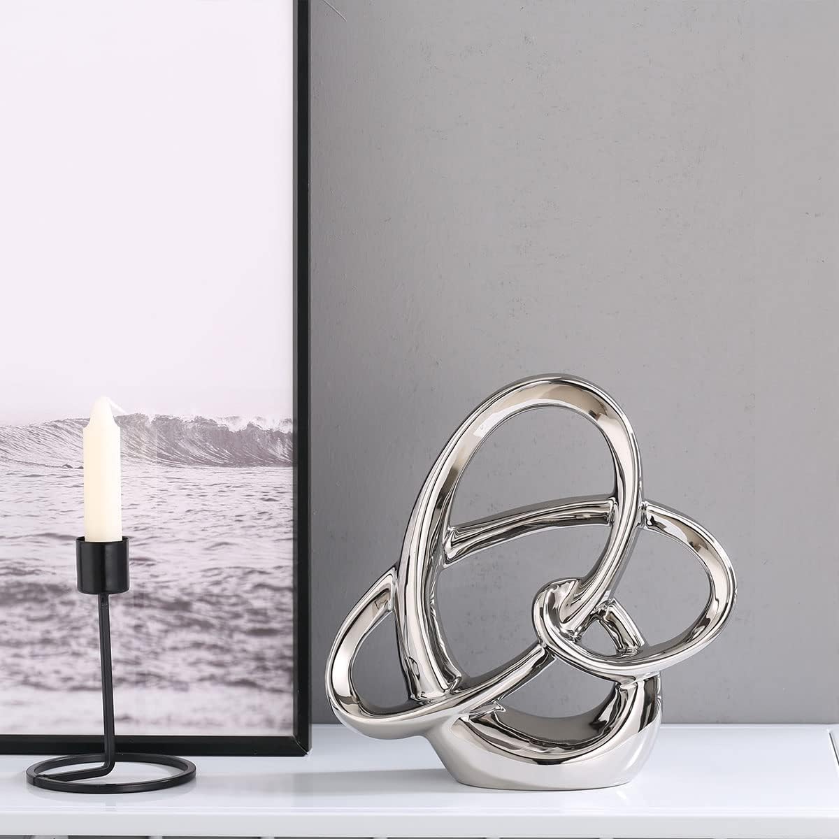 Modern Silver Decor Ceramic Statue - Abs... 6 Modern Silver Decor Ceramic Statue - Abs... - Image 6