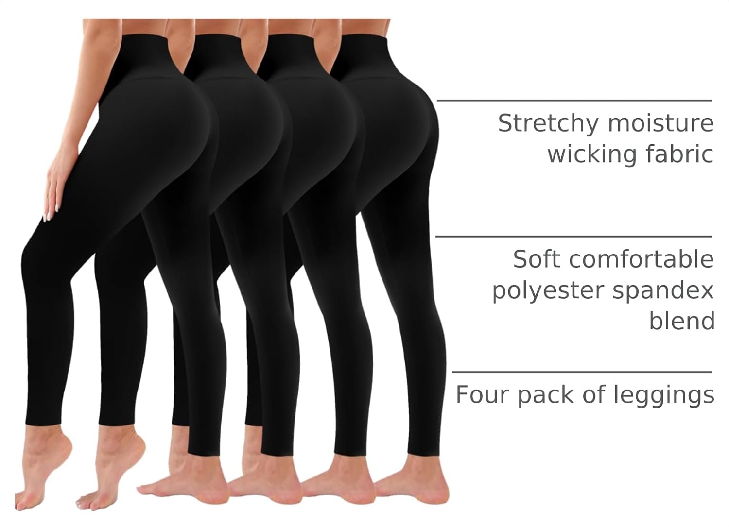 4 Pack Leggings for Women Butt Lift High... 4 4 Pack Leggings for Women Butt Lift High... - Image 4