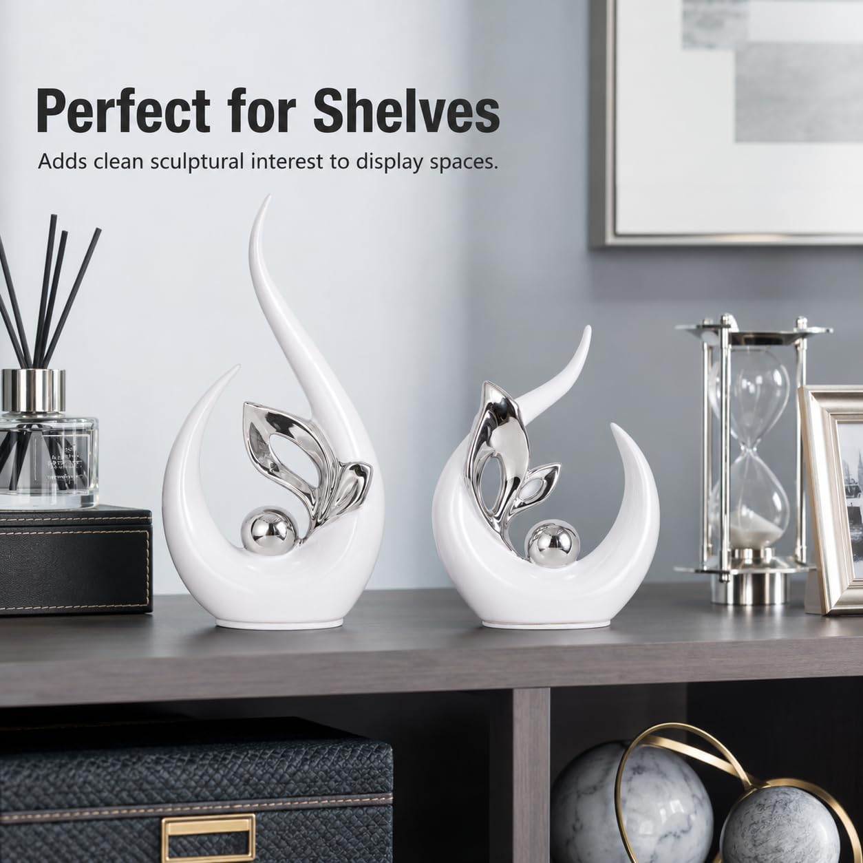 XMGZQ White and Silver Ceramic Statues f... 5 XMGZQ White and Silver Ceramic Statues f... - Image 5