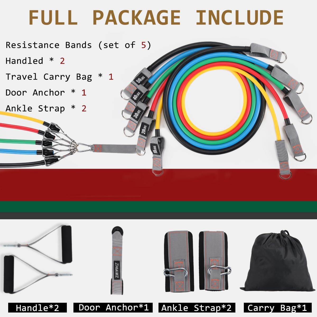 Resistance Bands with Handles, Exercise ... 5 Resistance Bands with Handles, Exercise ... - Image 5