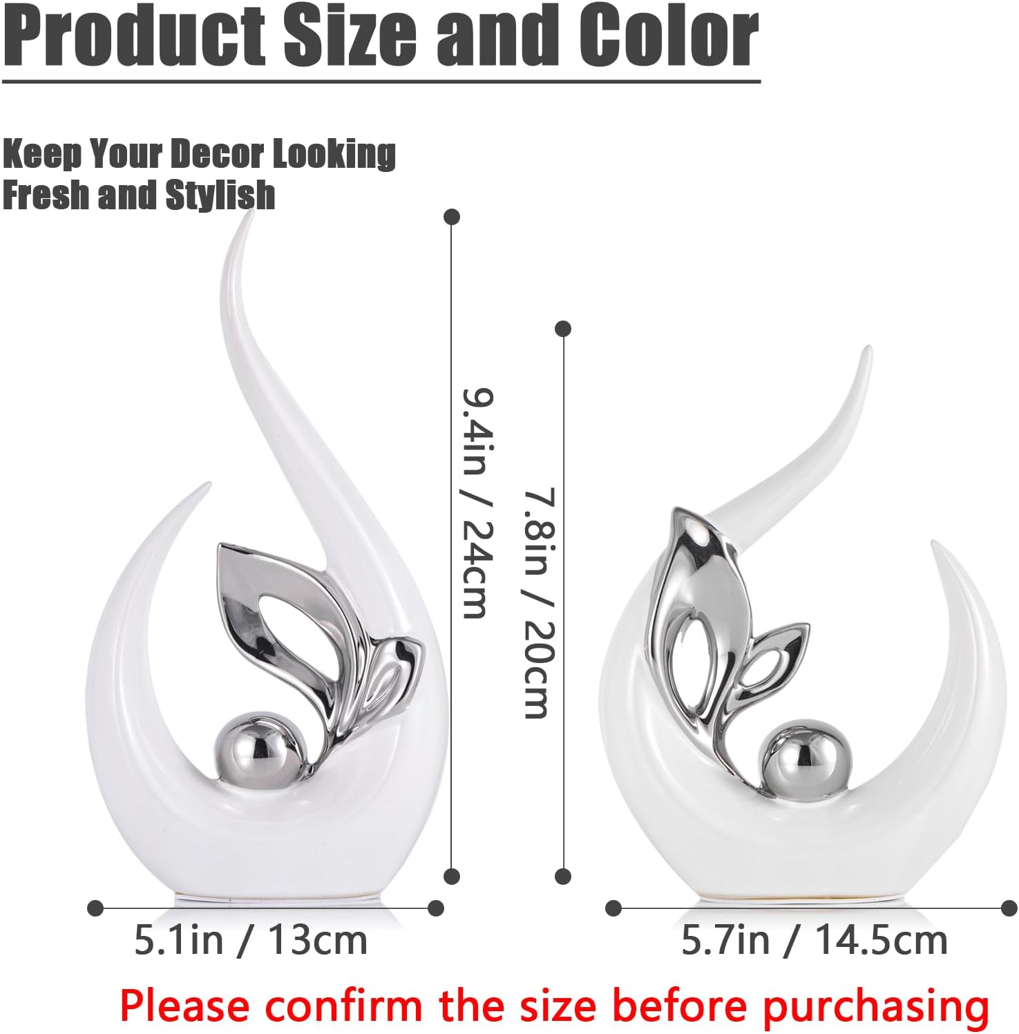 XMGZQ White and Silver Ceramic Statues f... 2 XMGZQ White and Silver Ceramic Statues f... - Image 2