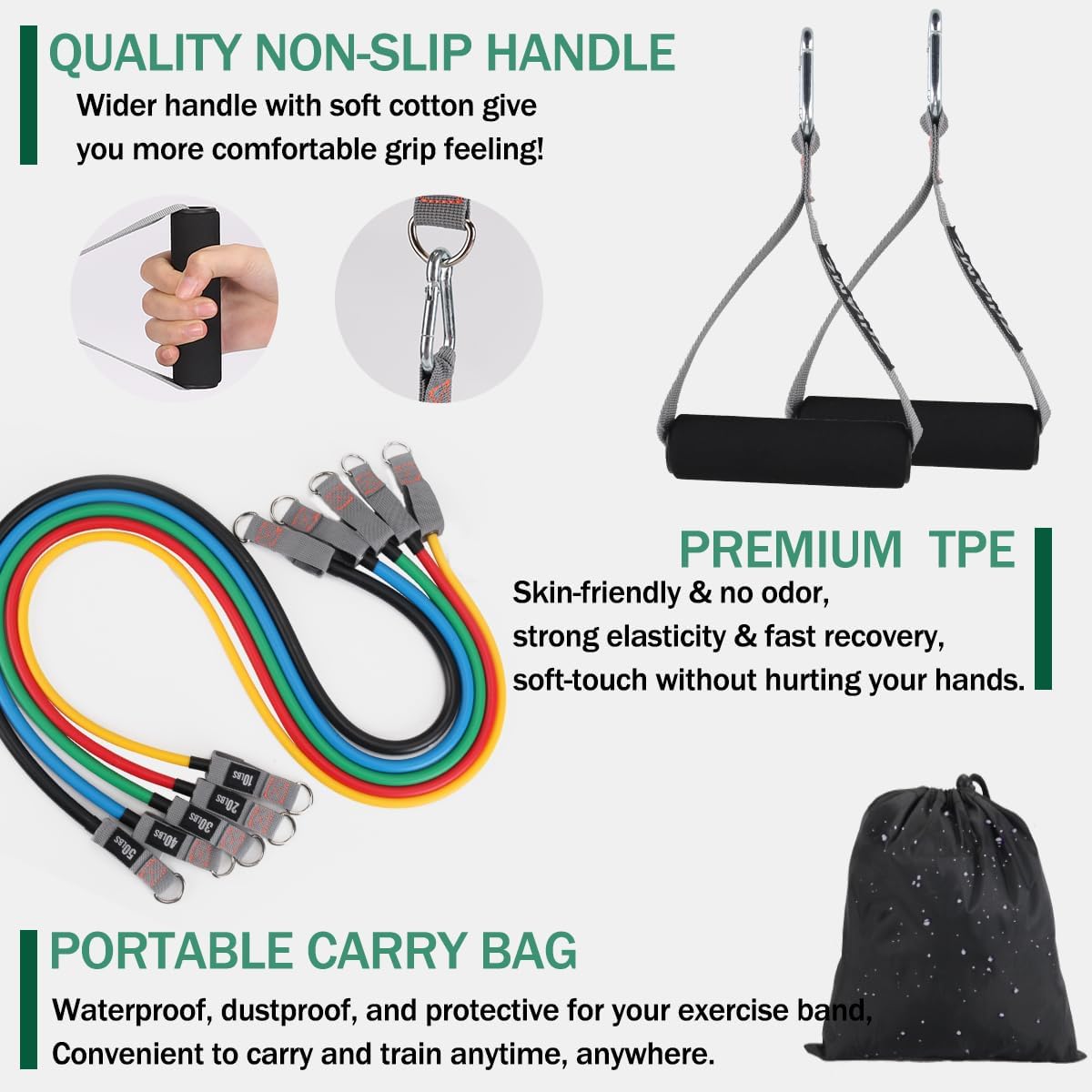 Resistance Bands with Handles, Exercise ... 4 Resistance Bands with Handles, Exercise ... - Image 4