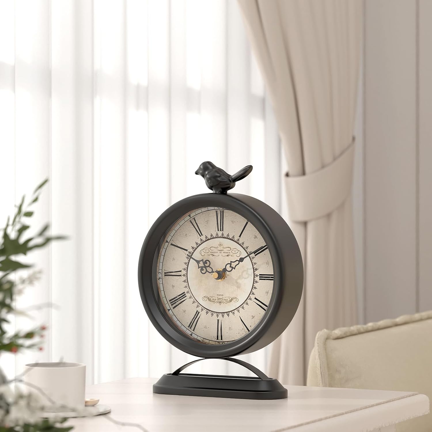 Vintage Table Clock with Bird, European ... 7 Vintage Table Clock with Bird, European ... - Image 7
