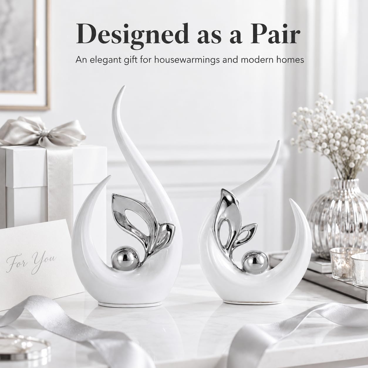 XMGZQ White and Silver Ceramic Statues f... 7 XMGZQ White and Silver Ceramic Statues f... - Image 7