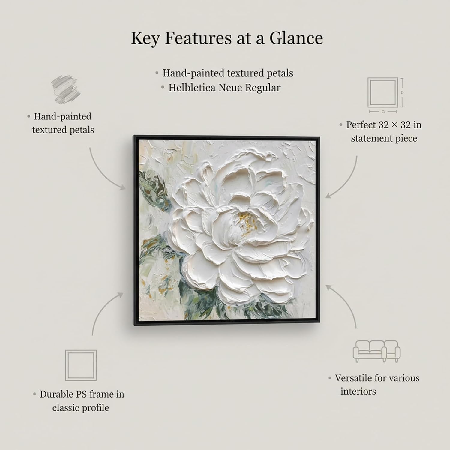 Hand Painted White Flower Oil Painting f... 5 Hand Painted White Flower Oil Painting f... - Image 5