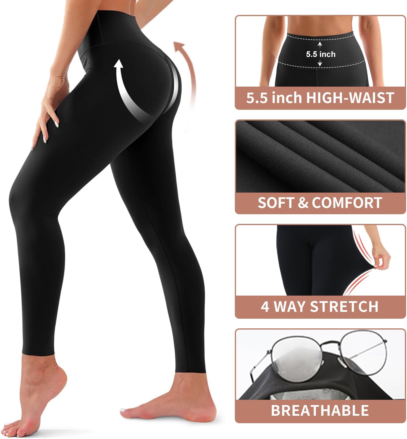 4 Pack Leggings for Women Butt Lift High... 6 4 Pack Leggings for Women Butt Lift High... - Image 6