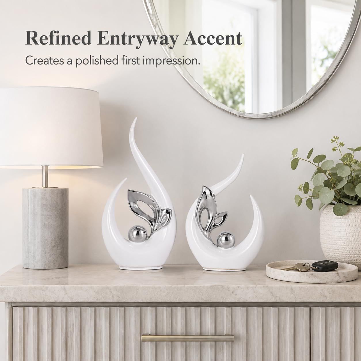 XMGZQ White and Silver Ceramic Statues f... 4 XMGZQ White and Silver Ceramic Statues f... - Image 4