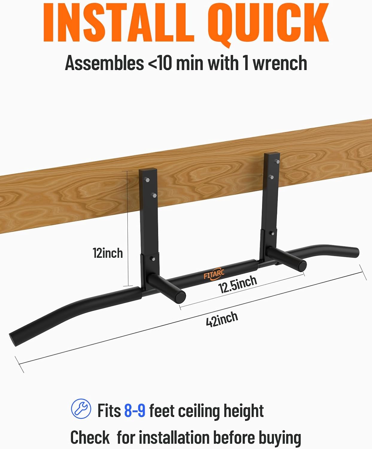 Fitarc Joist Mount Pull Up Bar, Wall Mou... 7 Fitarc Joist Mount Pull Up Bar, Wall Mou... - Image 7