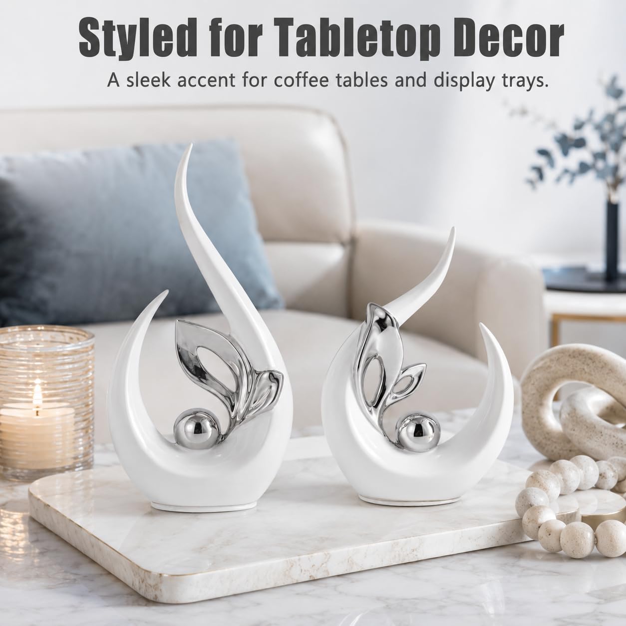 XMGZQ White and Silver Ceramic Statues f... 6 XMGZQ White and Silver Ceramic Statues f... - Image 6