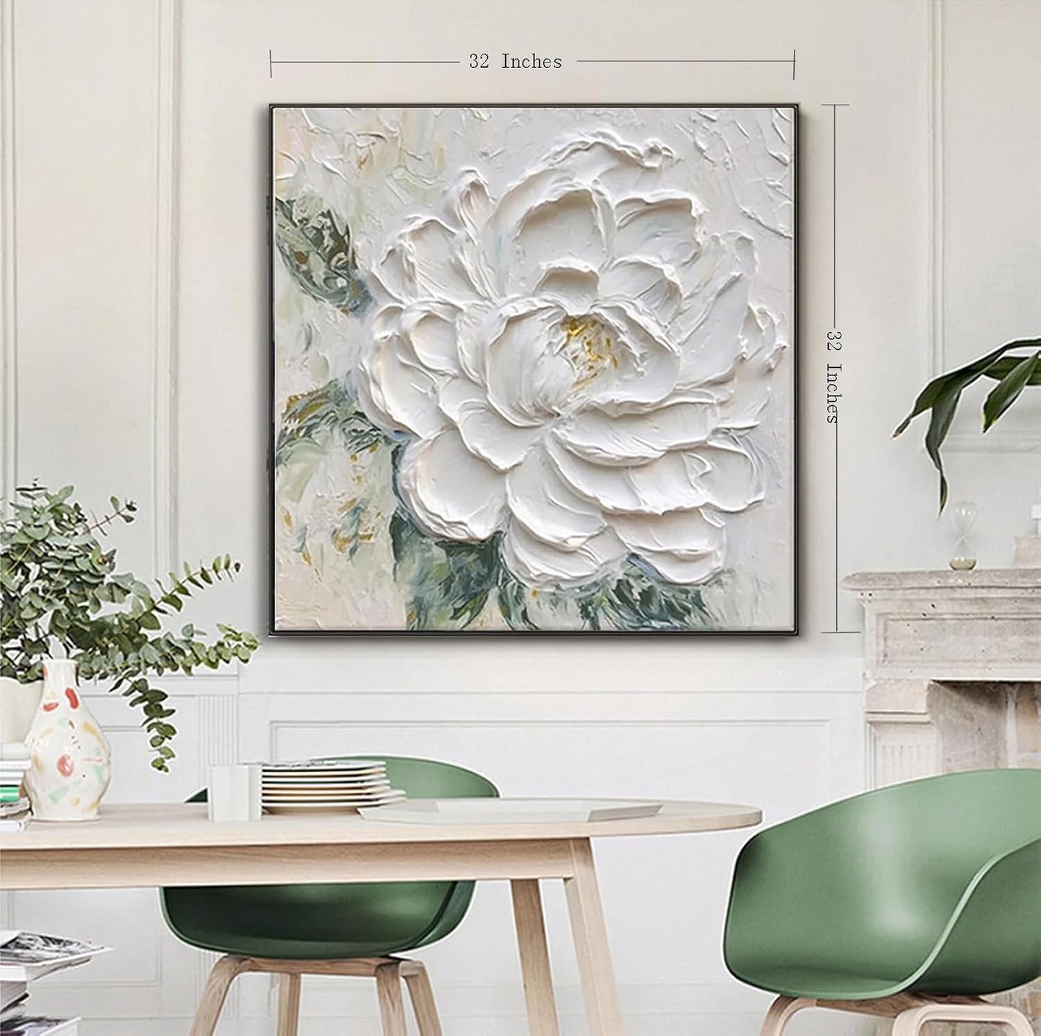 Hand Painted White Flower Oil Painting f... 4 Hand Painted White Flower Oil Painting f... - Image 4