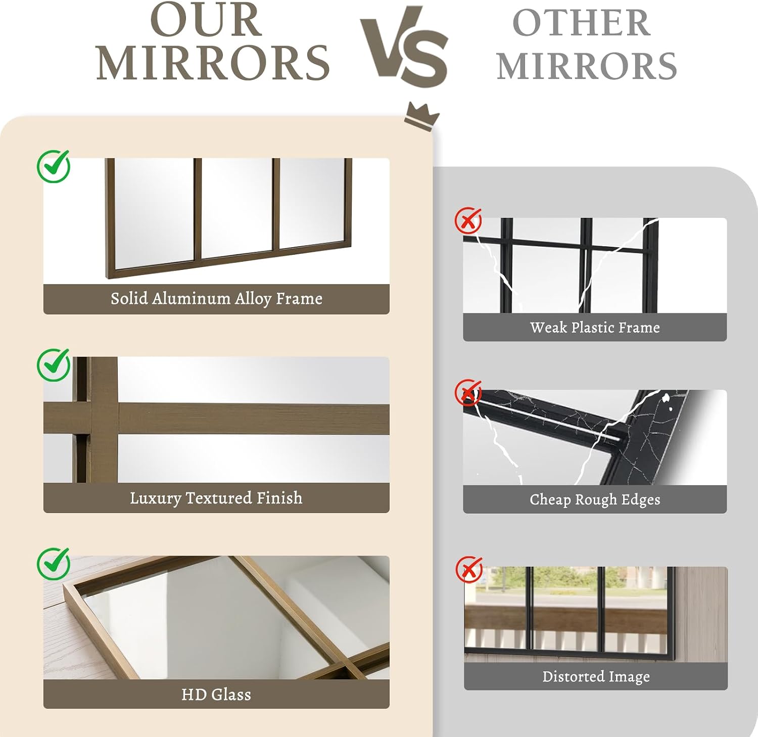 Anpark Windowpane Wall Mirror 30"x40" Br... 4 Anpark Windowpane Wall Mirror 30"x40" Br... - Image 4