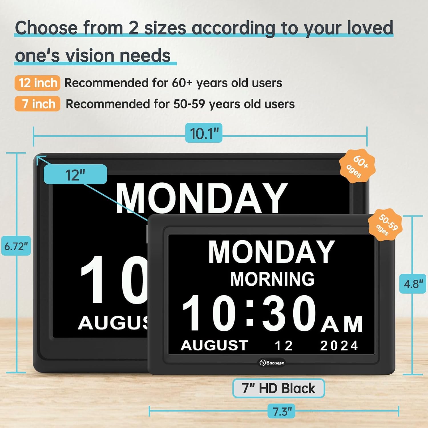 Soobest Dementia Clocks for Seniors, 7” ... 2 Soobest Dementia Clocks for Seniors, 7” ... - Image 2