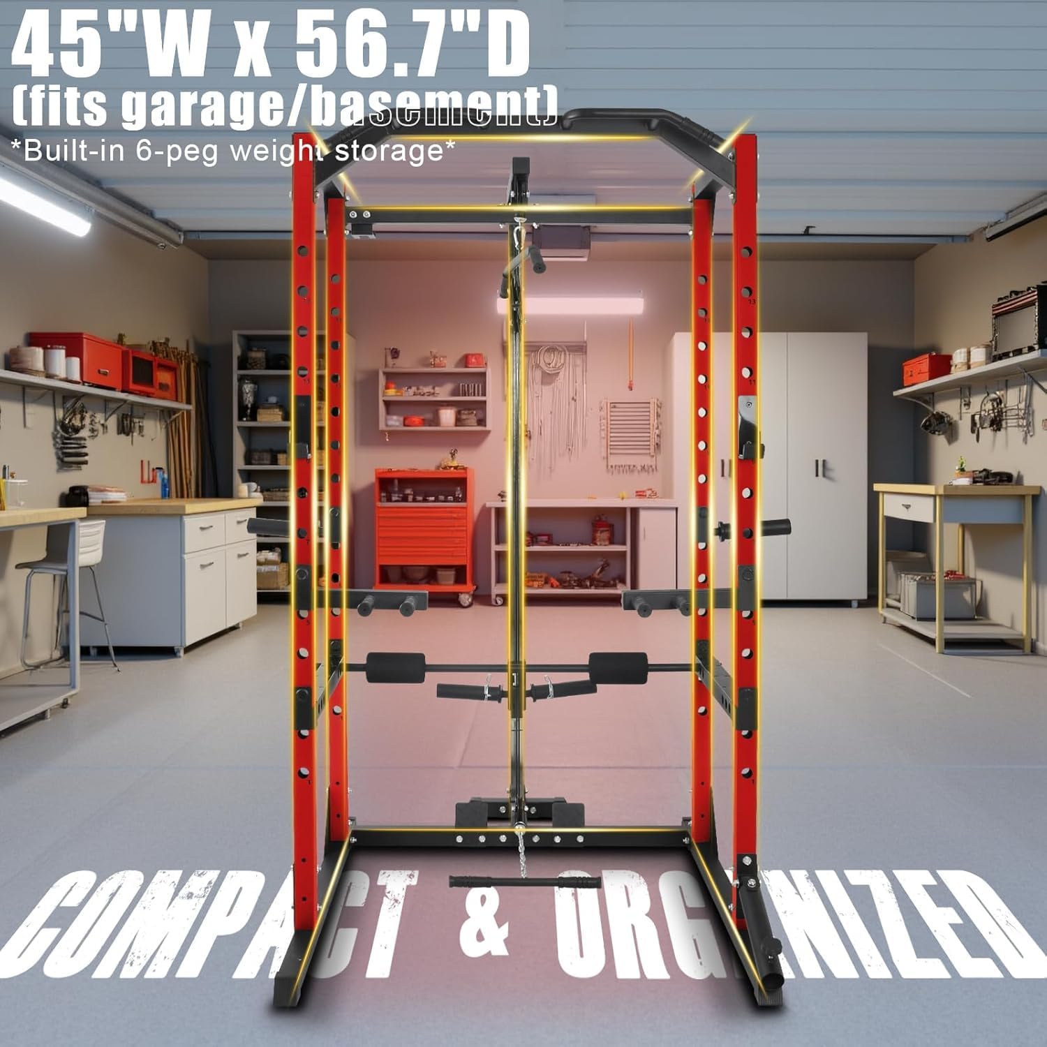 Power Rack Squat Rack with 110LBS Pulley... 9 Power Rack Squat Rack with 110LBS Pulley... - Image 9