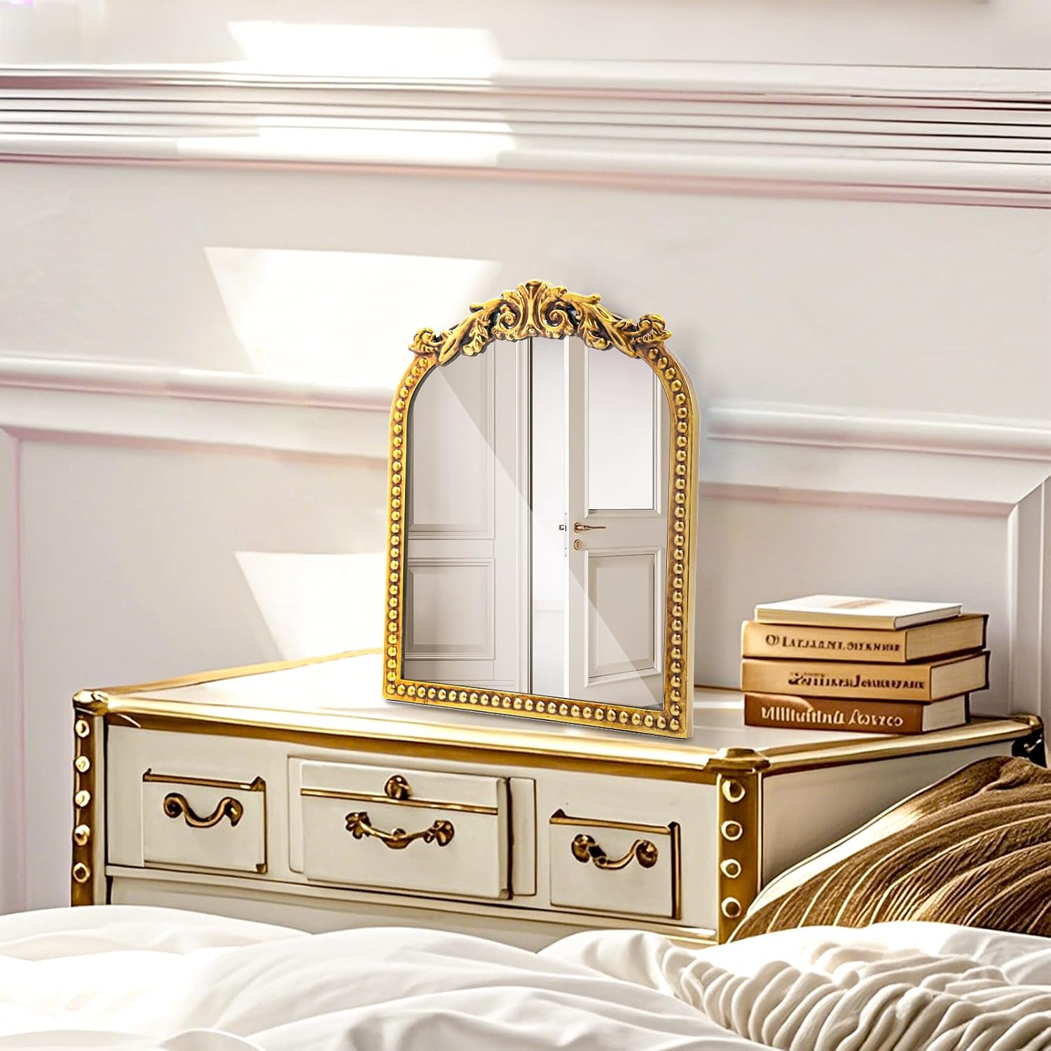 Vintage Makeup Mirror, 12.1"x 9.8" Gold ... 5 Vintage Makeup Mirror, 12.1"x 9.8" Gold ... - Image 5