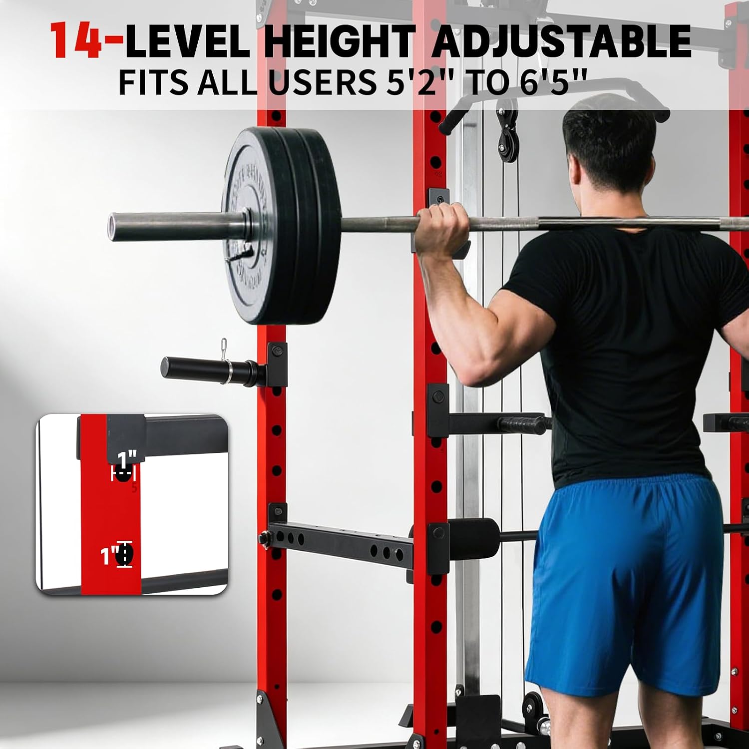 Power Rack Squat Rack with 110LBS Pulley... 4 Power Rack Squat Rack with 110LBS Pulley... - Image 4