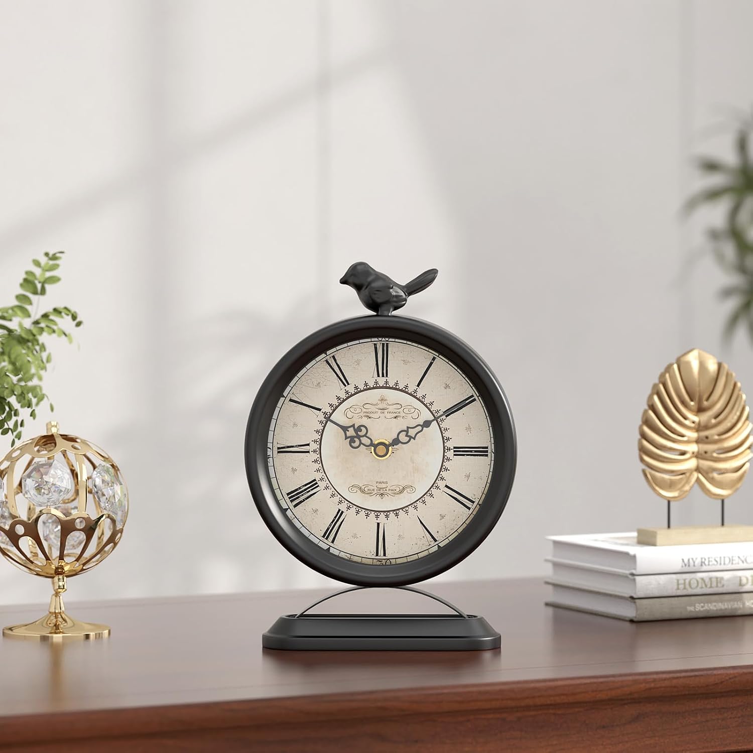 Vintage Table Clock with Bird, European ... 6 Vintage Table Clock with Bird, European ... - Image 6