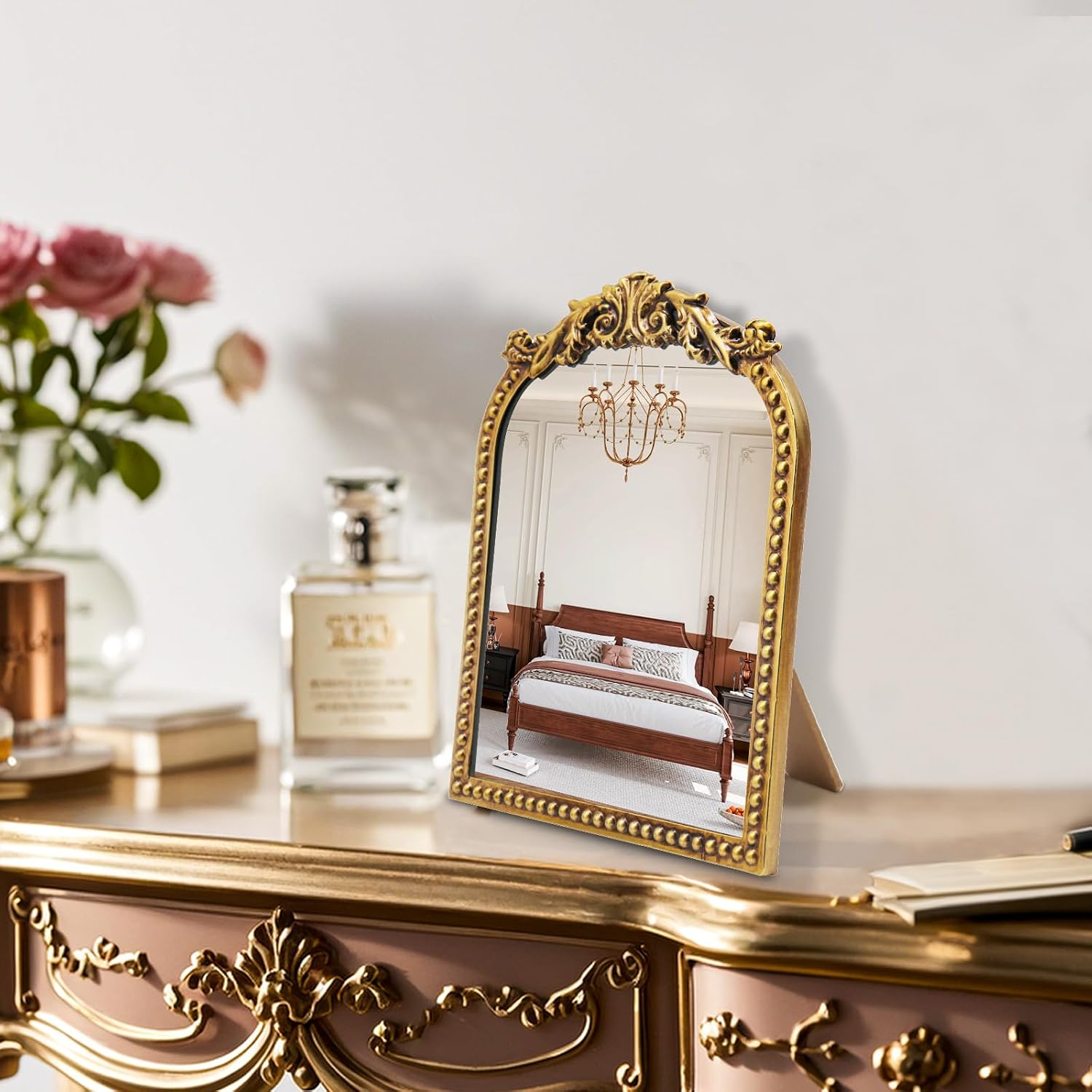 Vintage Makeup Mirror, 12.1"x 9.8" Gold ... 7 Vintage Makeup Mirror, 12.1"x 9.8" Gold ... - Image 7
