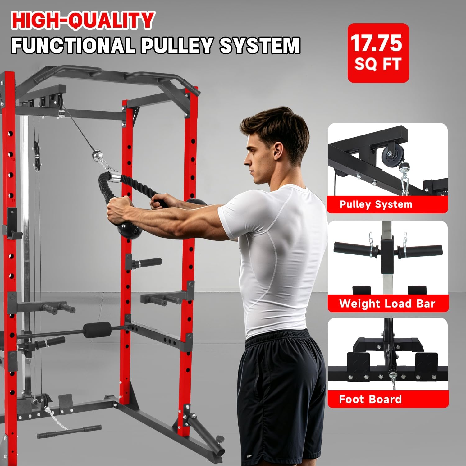 Power Rack Squat Rack with 110LBS Pulley... 6 Power Rack Squat Rack with 110LBS Pulley... - Image 6